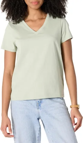 Amazon Essentials Women's Regular Fit 100% Cotton V-Neck Short Sleeve T-Shirt, Multipacks