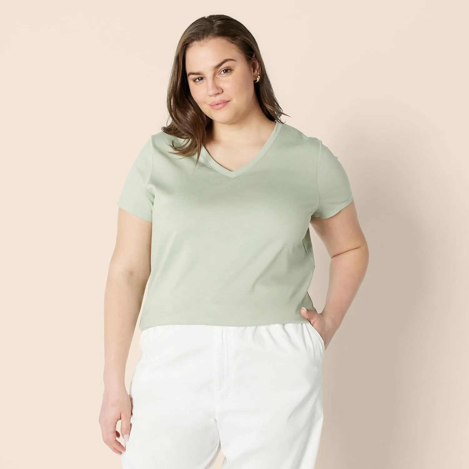 Amazon Essentials Women's Regular Fit 100% Cotton V-Neck Short Sleeve T-Shirt, Multipacks