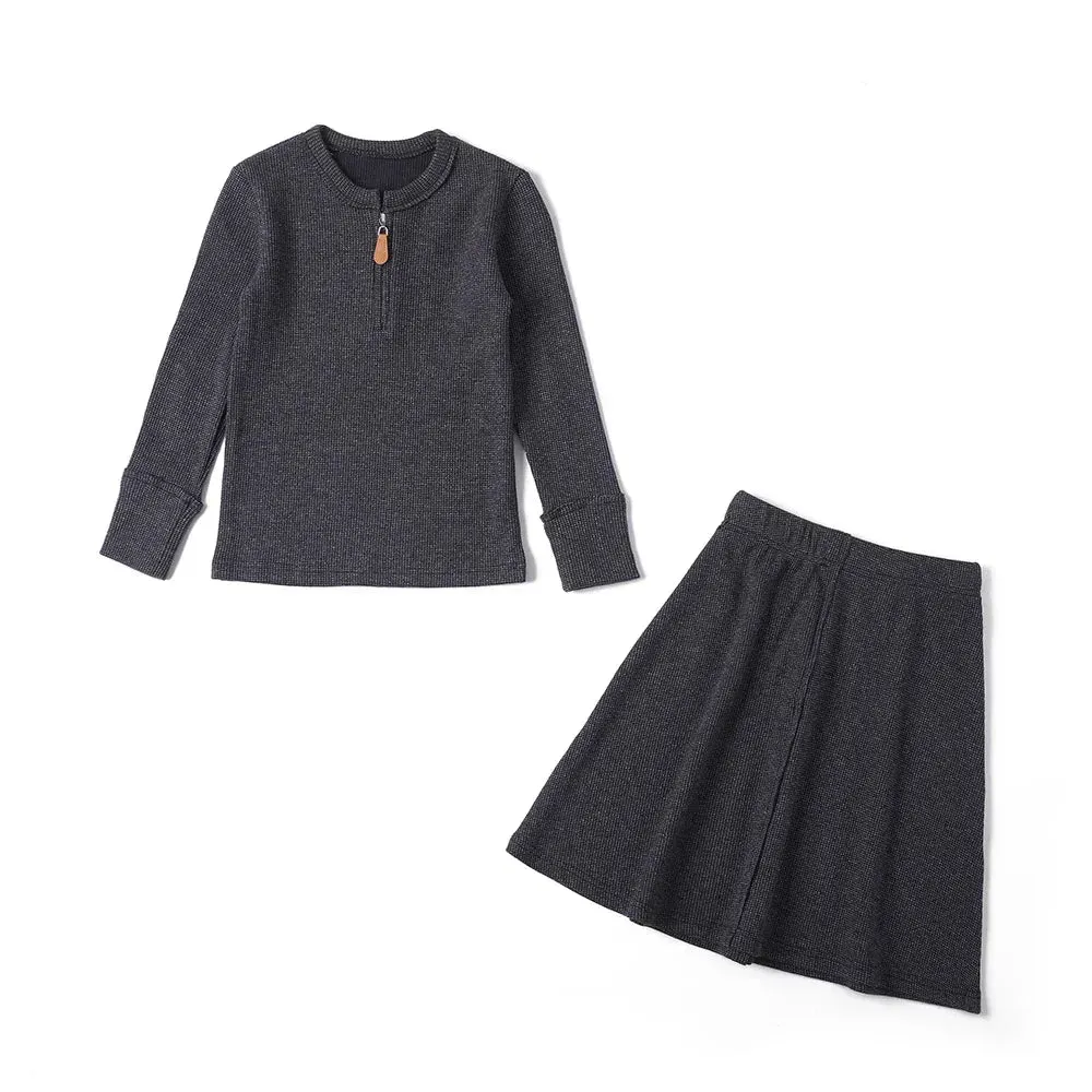 AS Waffles Set Fall Family Matching Outfits – Soft Cotton Girls Dress, Boys Tops, & Baby Set