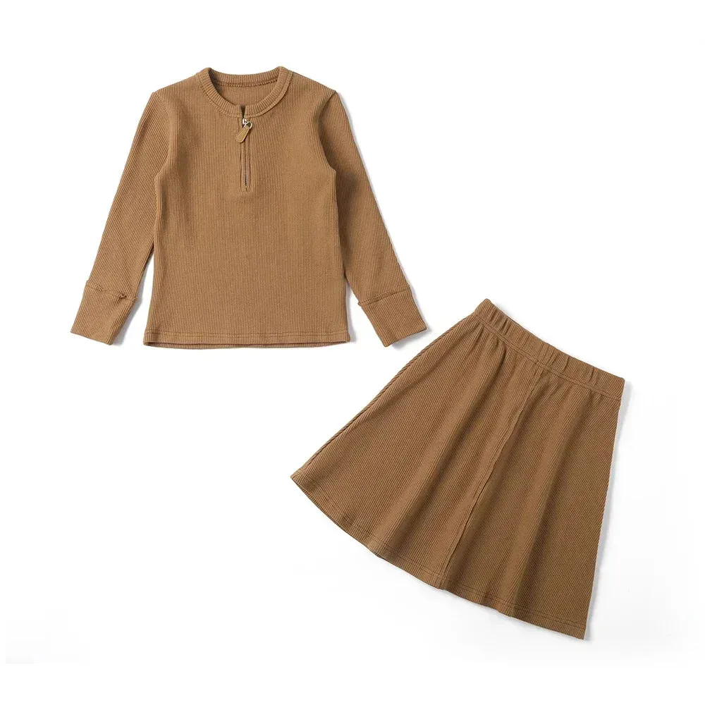 AS Waffles Set Fall Family Matching Outfits – Soft Cotton Girls Dress, Boys Tops, & Baby Set