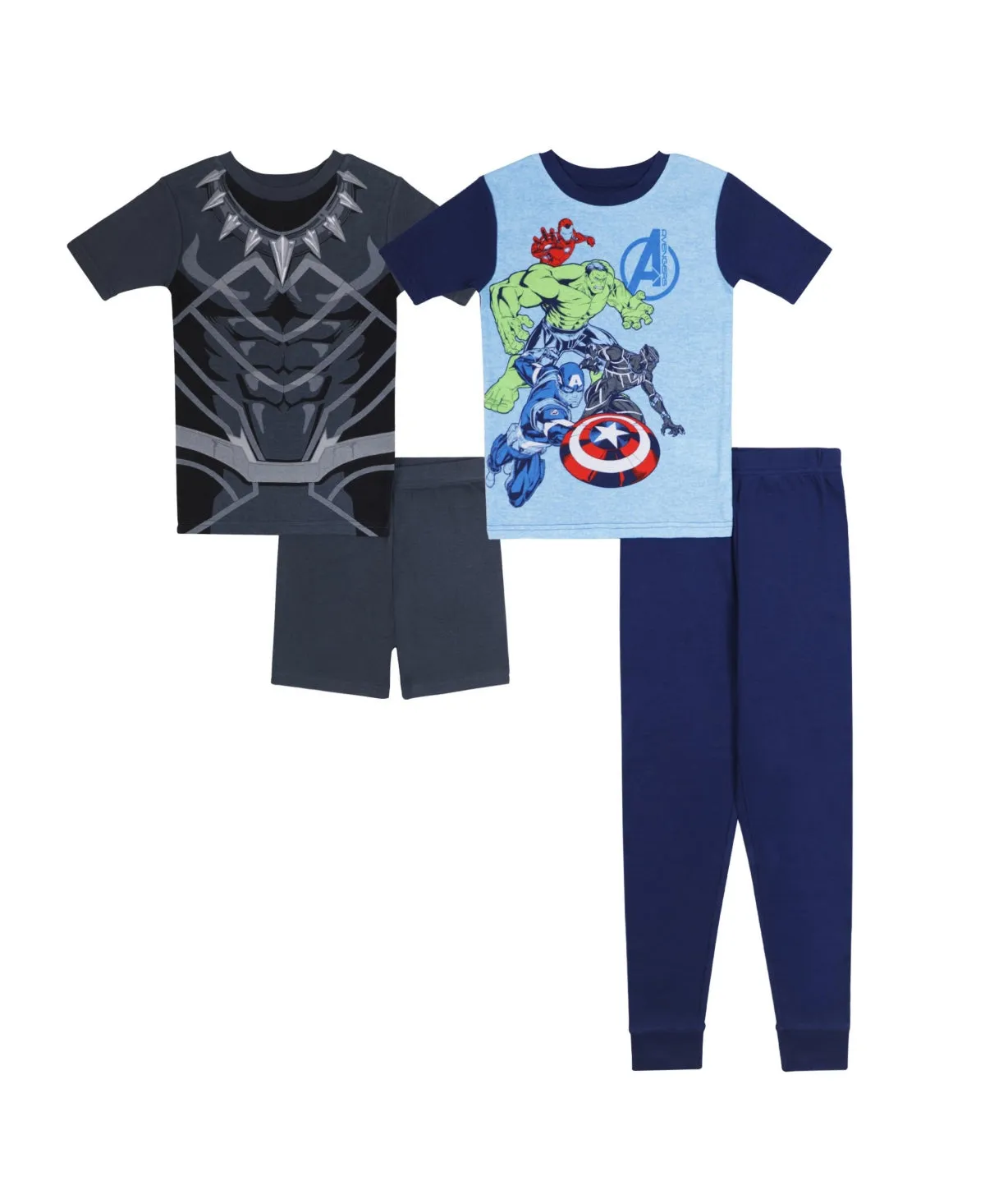 Avengers Big Boys Shorts, T-shirt and Pajama, 4 Piece Set
