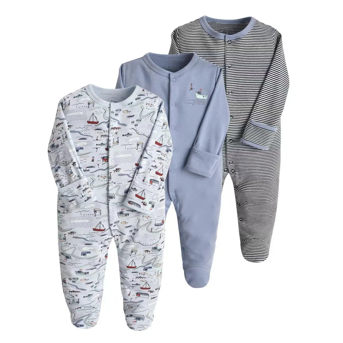 Baby Girls' 3-Pack Footed Pajamas