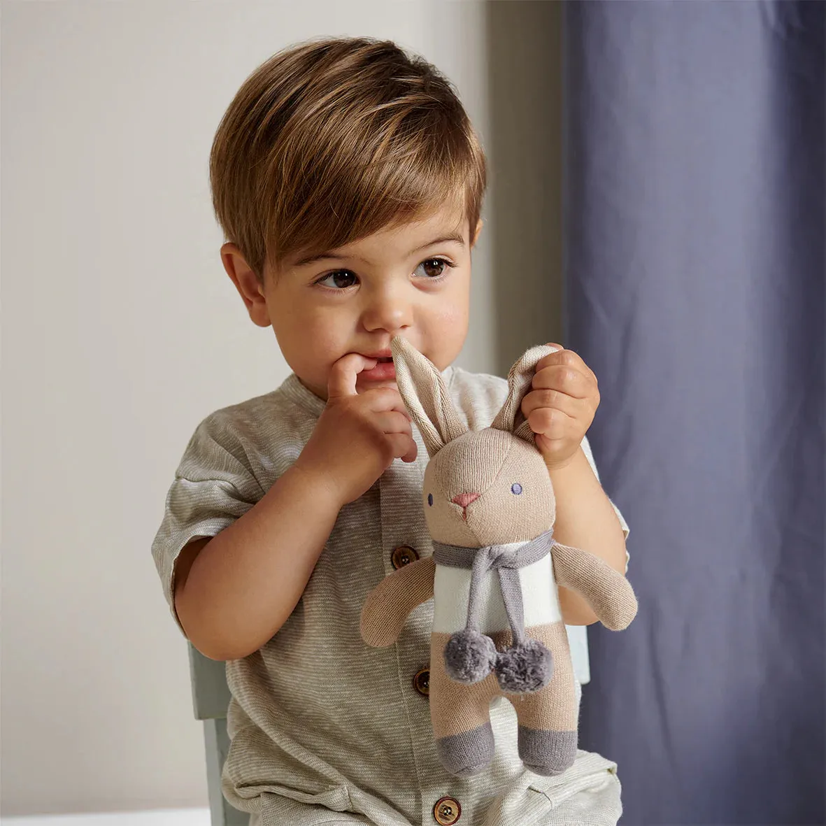 Baby Threads Bunny Rattle - Taupe