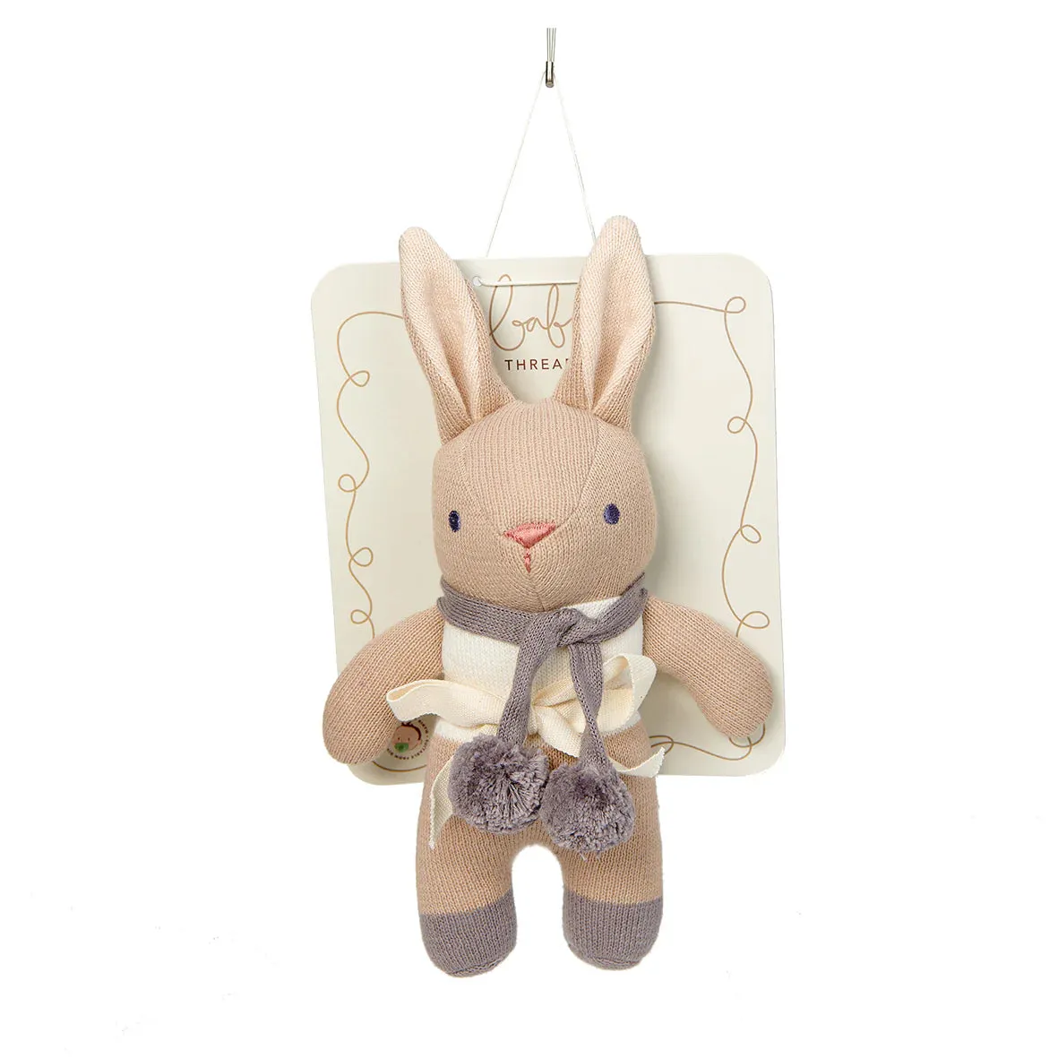 Baby Threads Bunny Rattle - Taupe