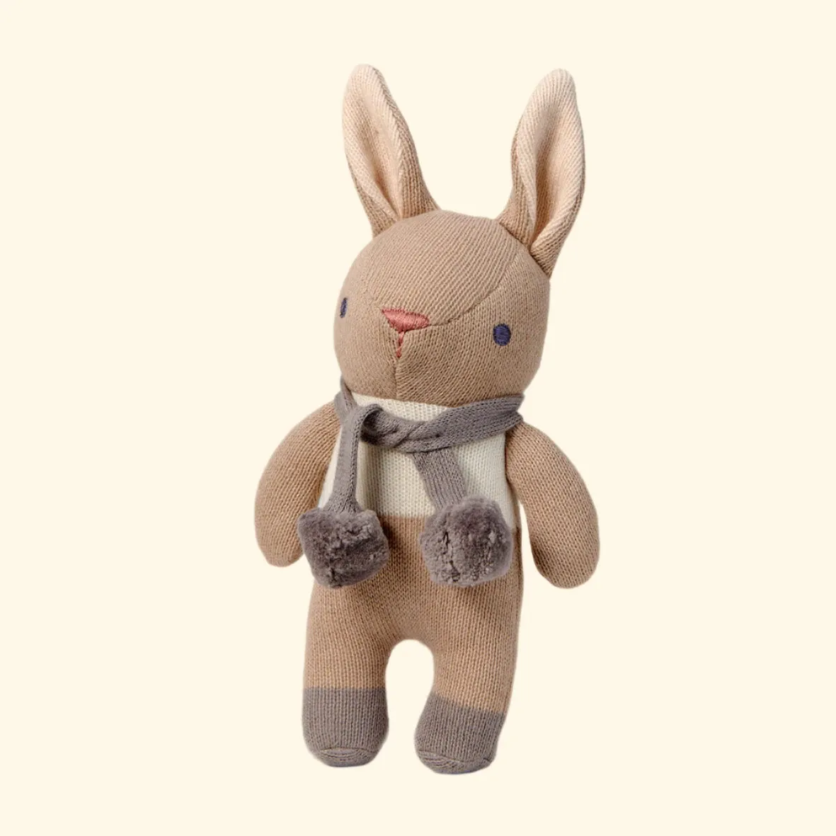 Baby Threads Bunny Rattle - Taupe