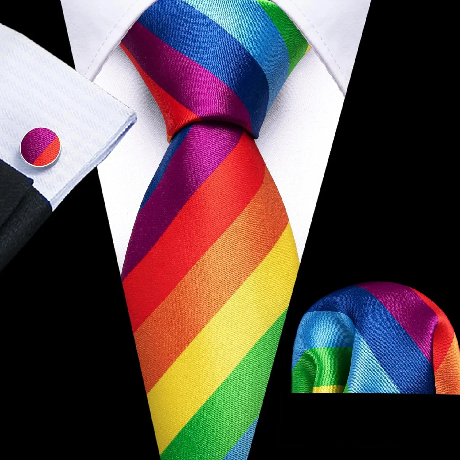 Barry.Wang Men Silk Novelty Tie Set Designer Abstract Necktie Pocket Square Cufflinks Wedding Party Formal
