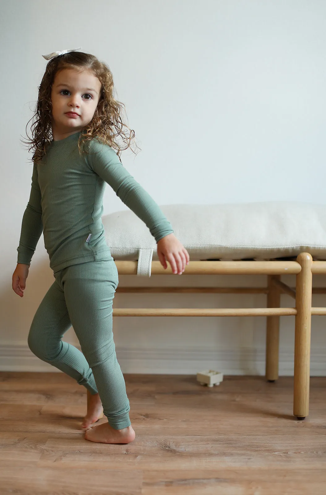 Bayleaf Ribbed Solid 2 Piece Bamboo Pajama Set