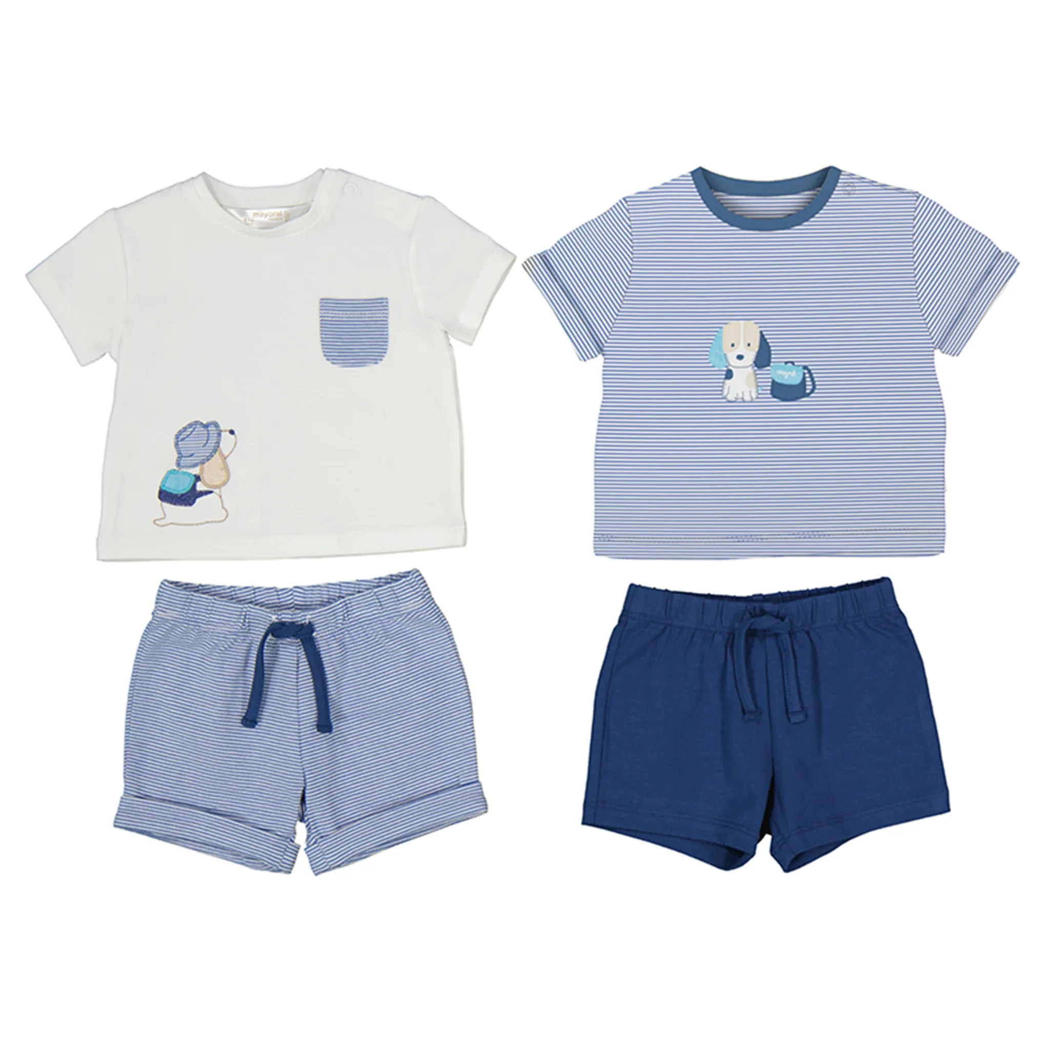 Blue and White Shirt and Shorts Set