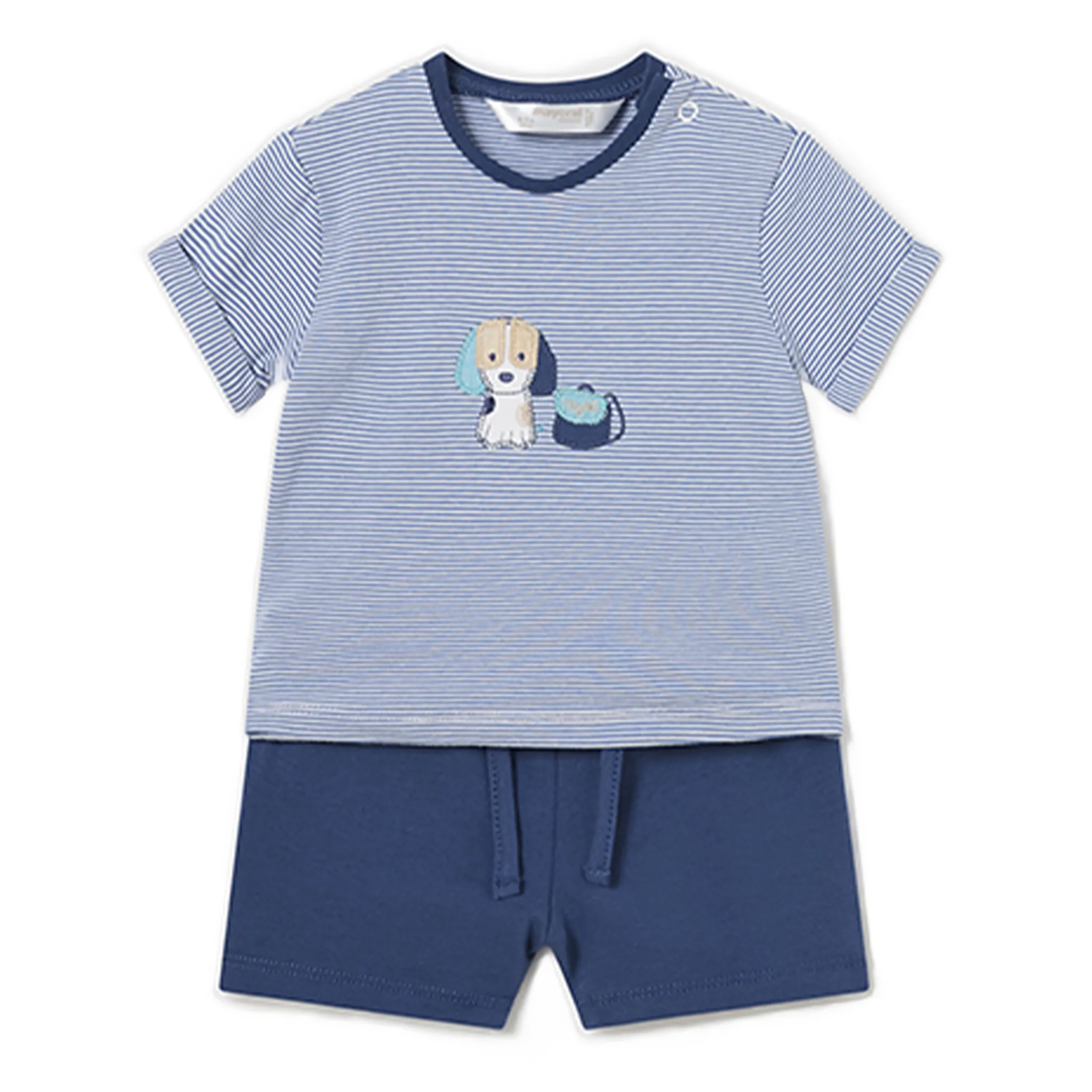 Blue and White Shirt and Shorts Set