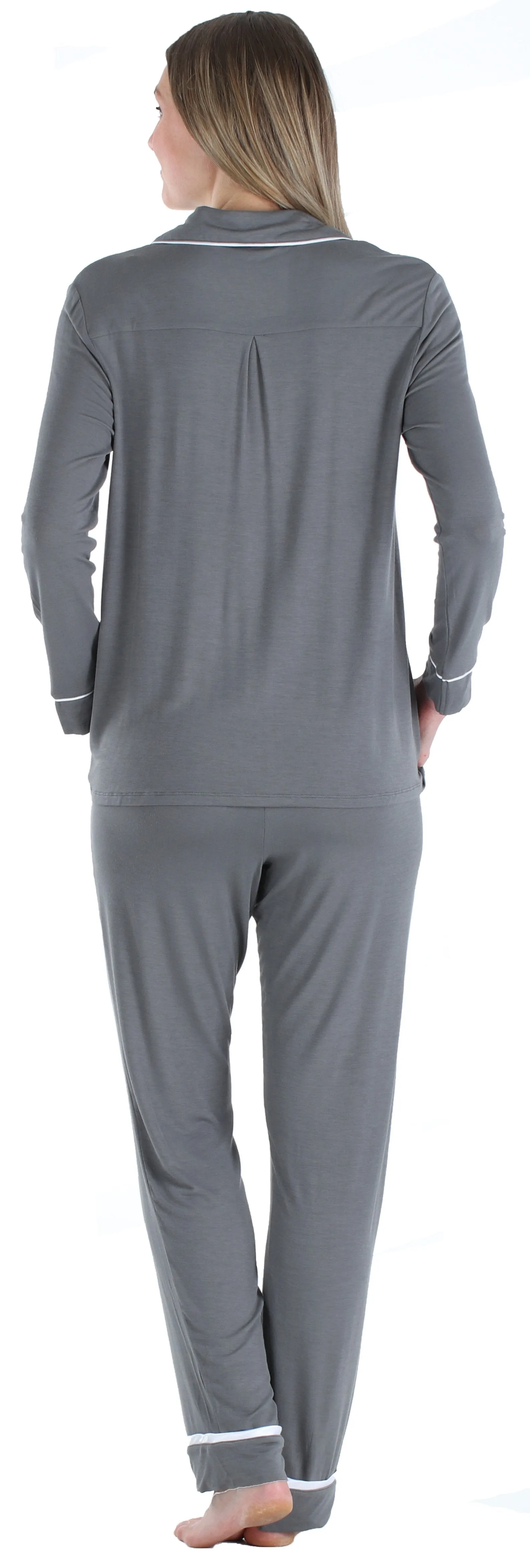 bSoft Women’s Breathable Soft 2-Piece Long Sleeve Button-Down Pajama Lounger Set