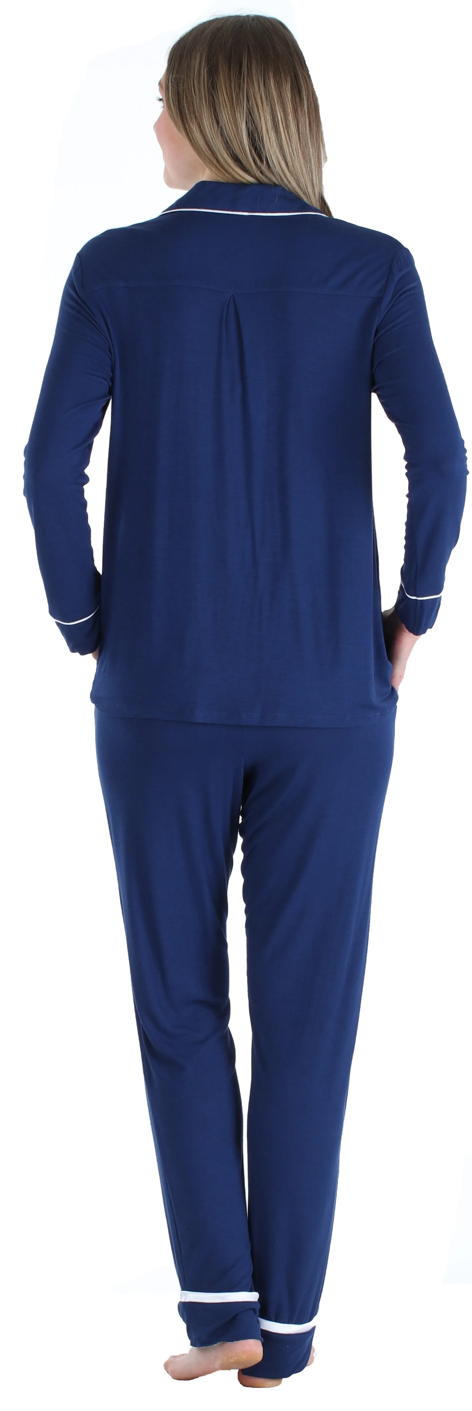 bSoft Women’s Breathable Soft 2-Piece Long Sleeve Button-Down Pajama Lounger Set