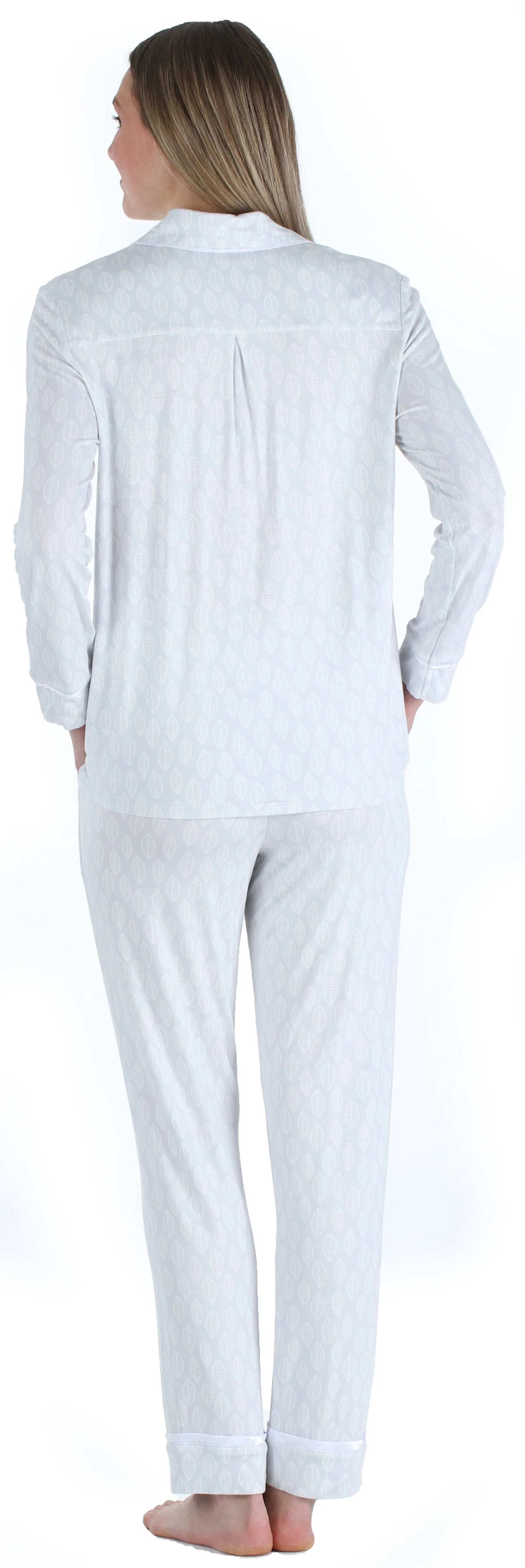 bSoft Women’s Breathable Soft 2-Piece Long Sleeve Button-Down Pajama Lounger Set