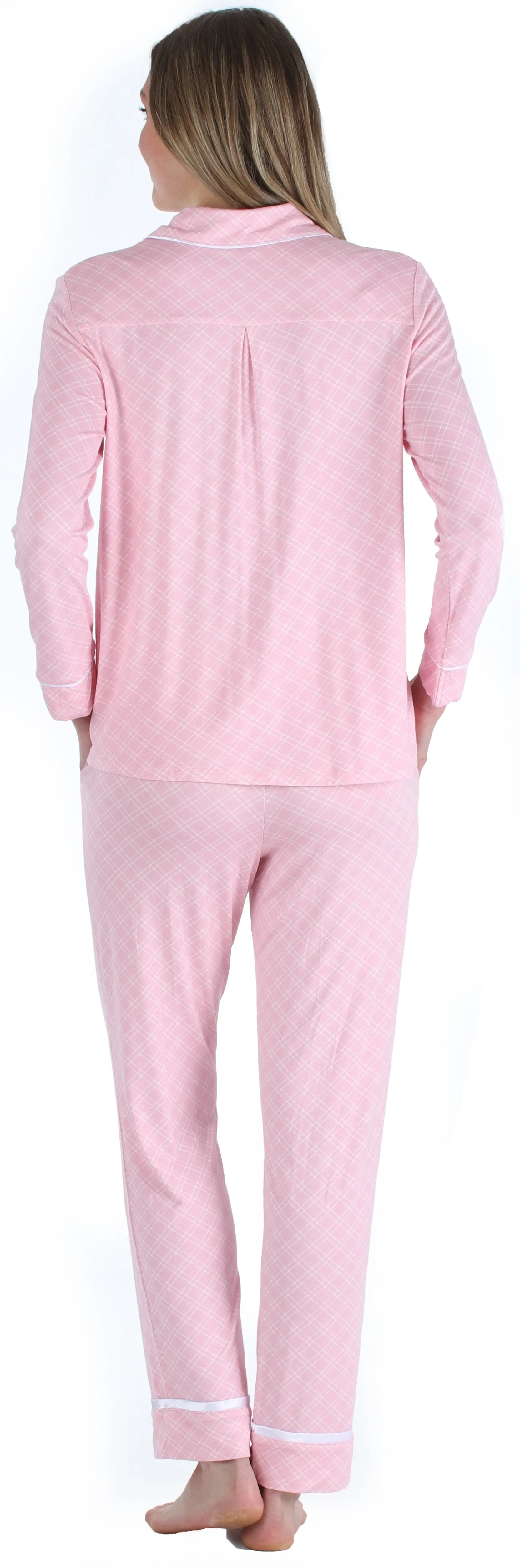 bSoft Women’s Breathable Soft 2-Piece Long Sleeve Button-Down Pajama Lounger Set