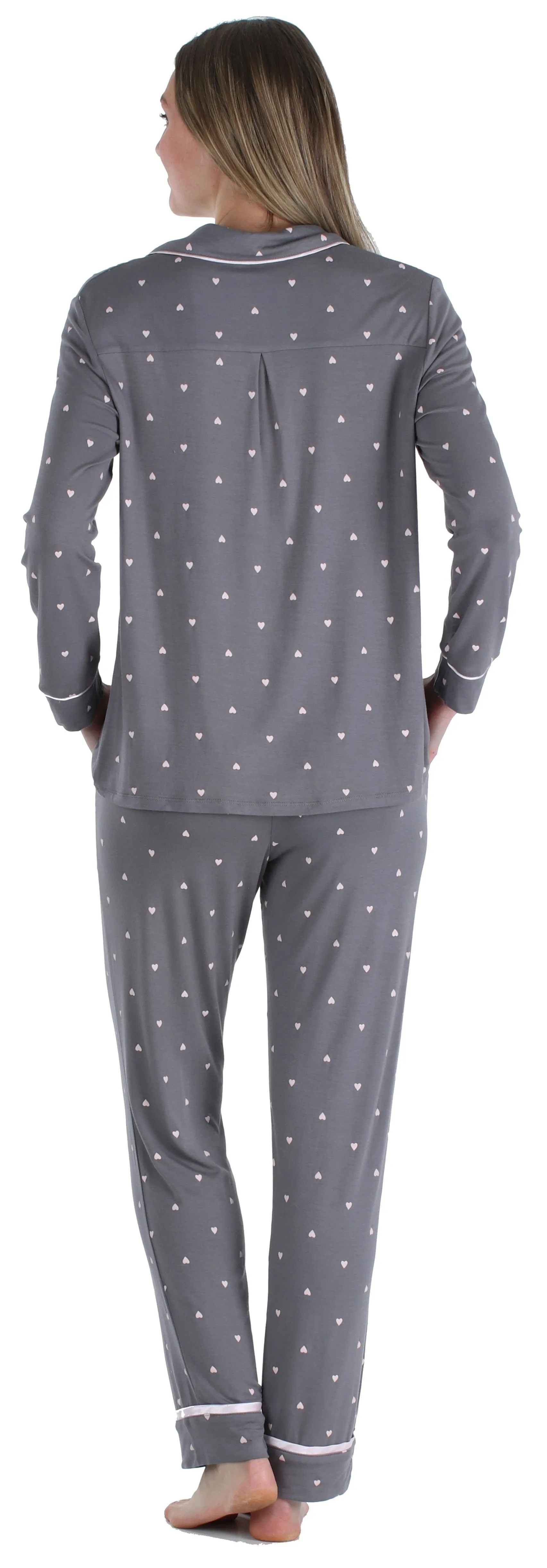 bSoft Women’s Breathable Soft 2-Piece Long Sleeve Button-Down Pajama Lounger Set