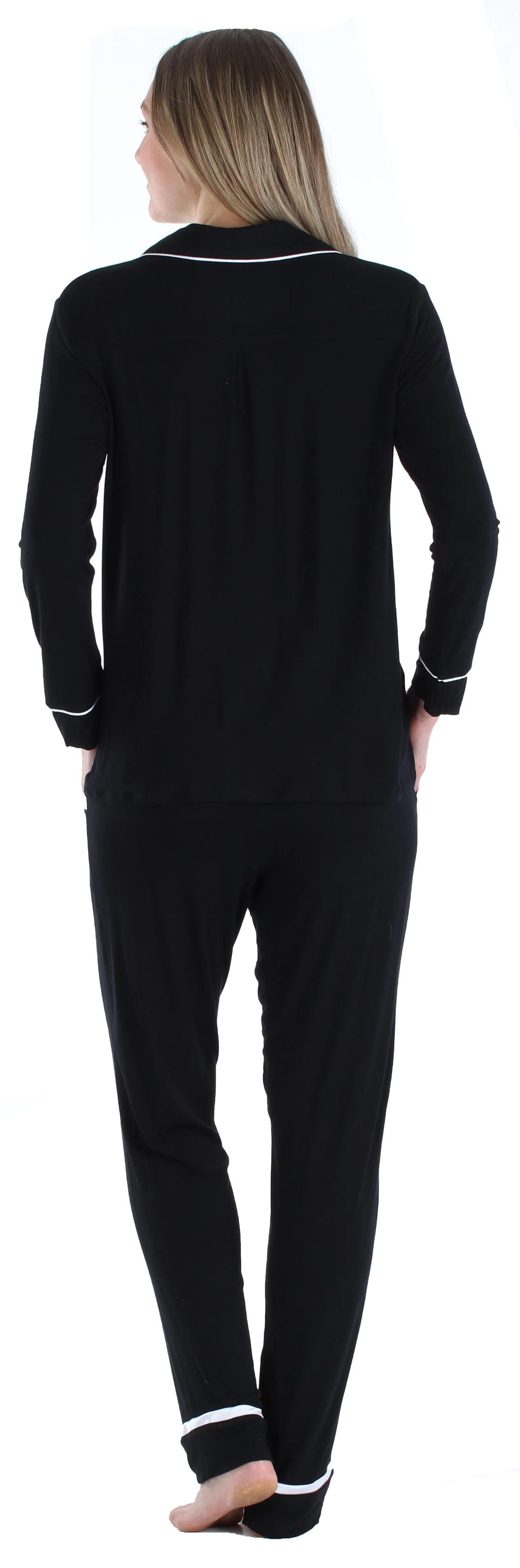 bSoft Women’s Breathable Soft 2-Piece Long Sleeve Button-Down Pajama Lounger Set