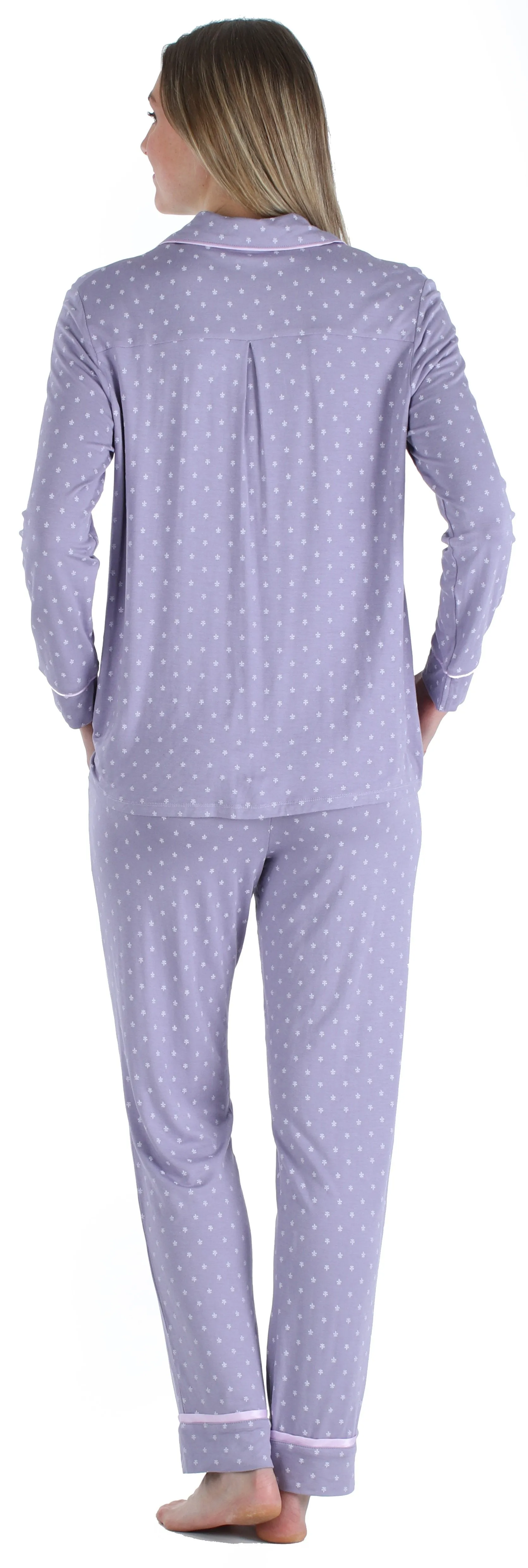 bSoft Women’s Breathable Soft 2-Piece Long Sleeve Button-Down Pajama Lounger Set