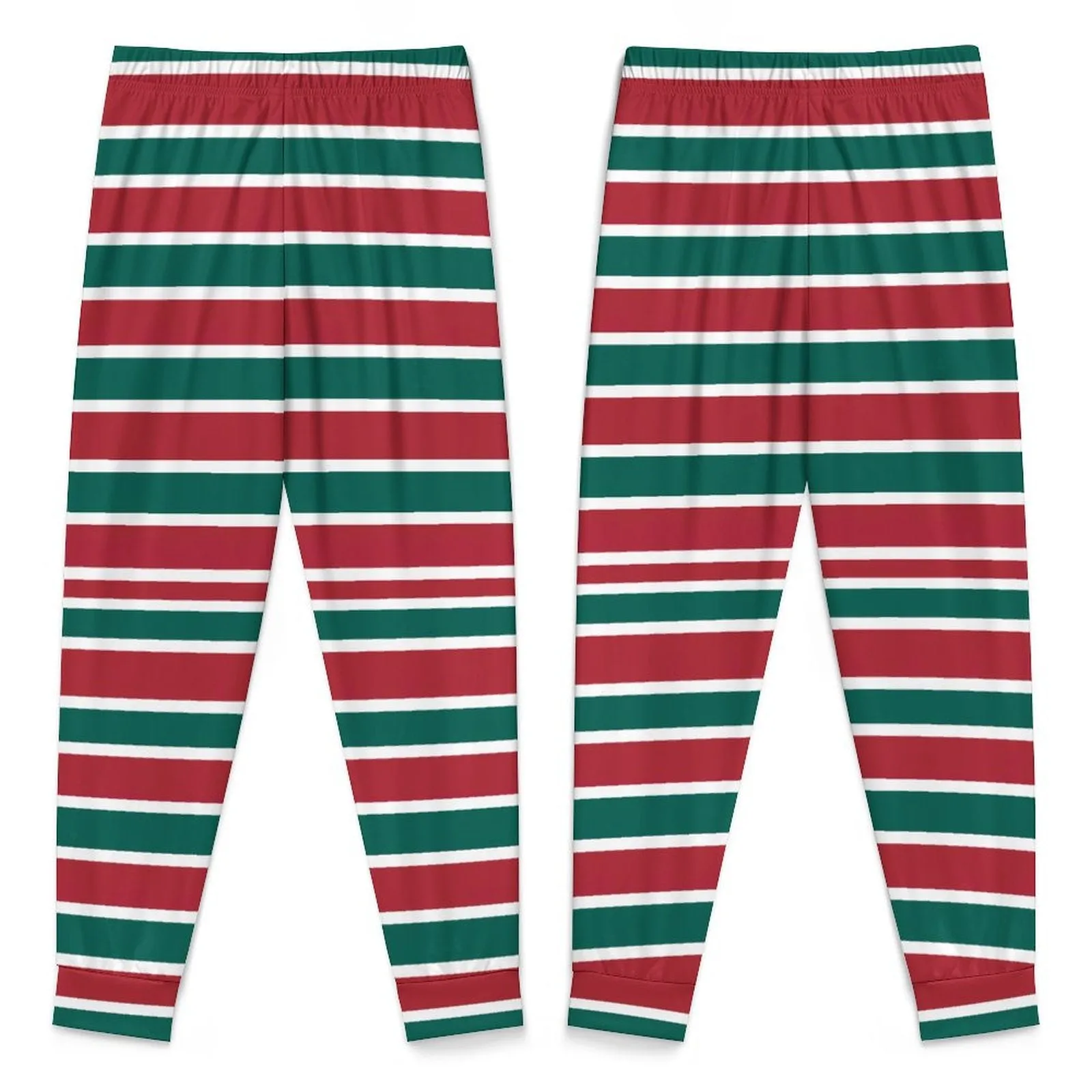 Christmas Striped Pajamas Set, Long Sleeve Girls Nightwear JTZ (All-Over Printing)