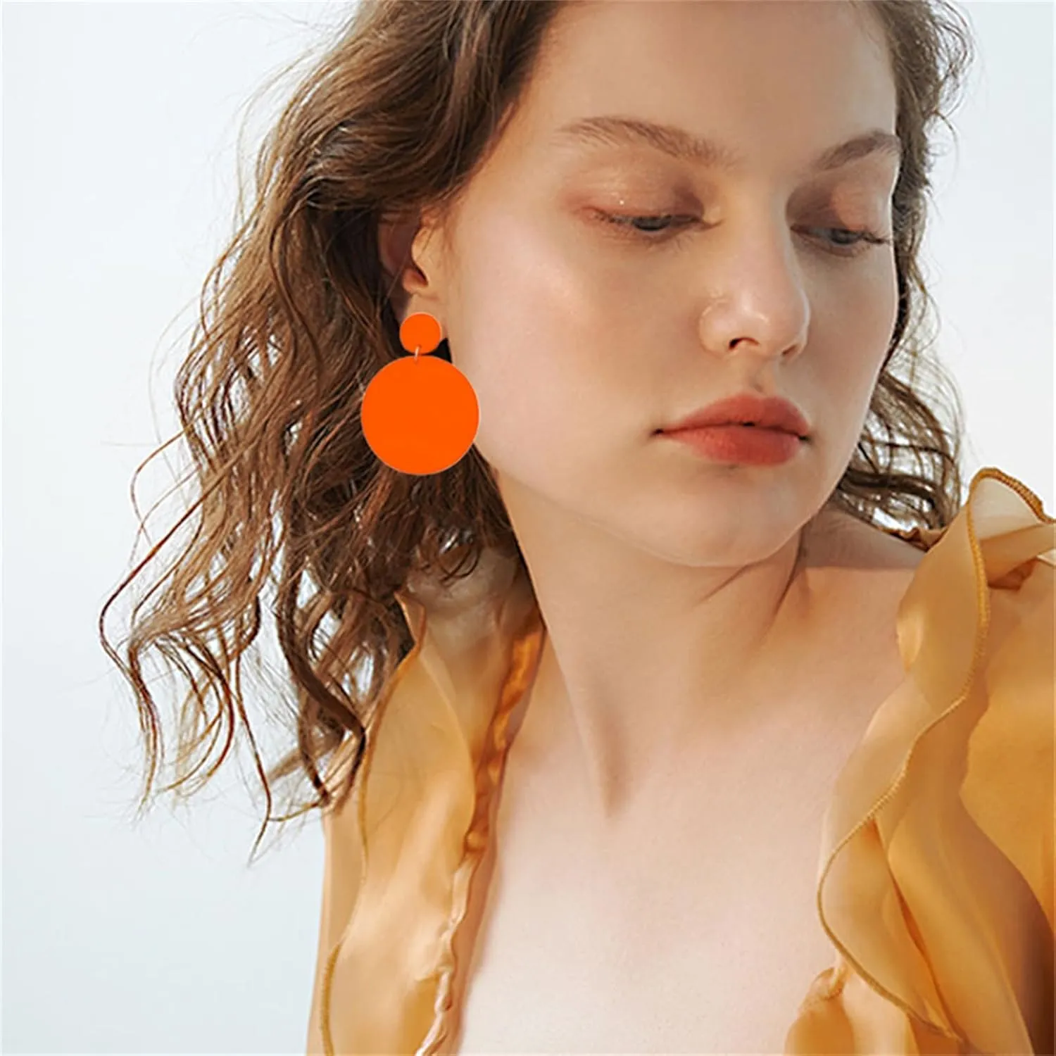 coadipress Multicolor 70s Retro Neon Earrings 80s Classic Round Earrings Lightweight Geometric Earrings for Women 80s Party Costume Accessory