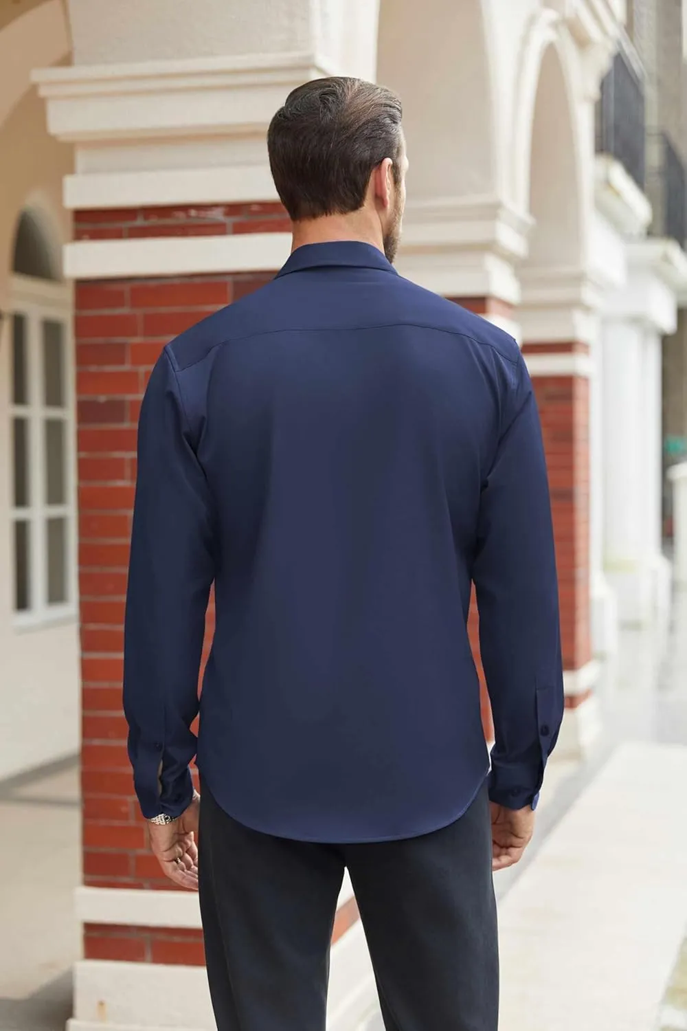 COOFANDY Mens Stretch Dress Shirts Long Sleeve Button Down Shirt Regular Fit Formal Business Shirts