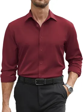 COOFANDY Mens Stretch Dress Shirts Long Sleeve Button Down Shirt Regular Fit Formal Business Shirts