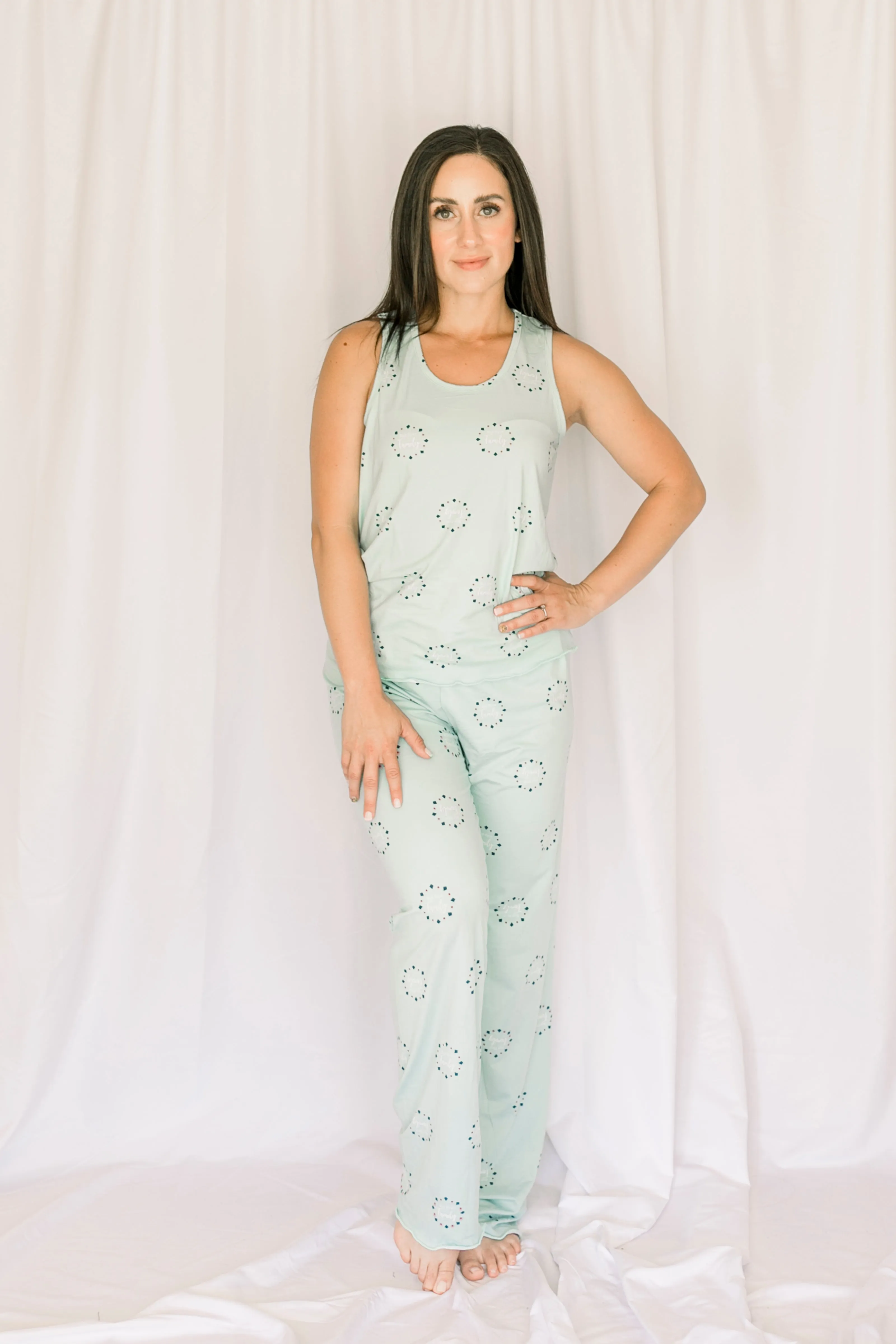 Cozy Teal Family Pajama Pants Set