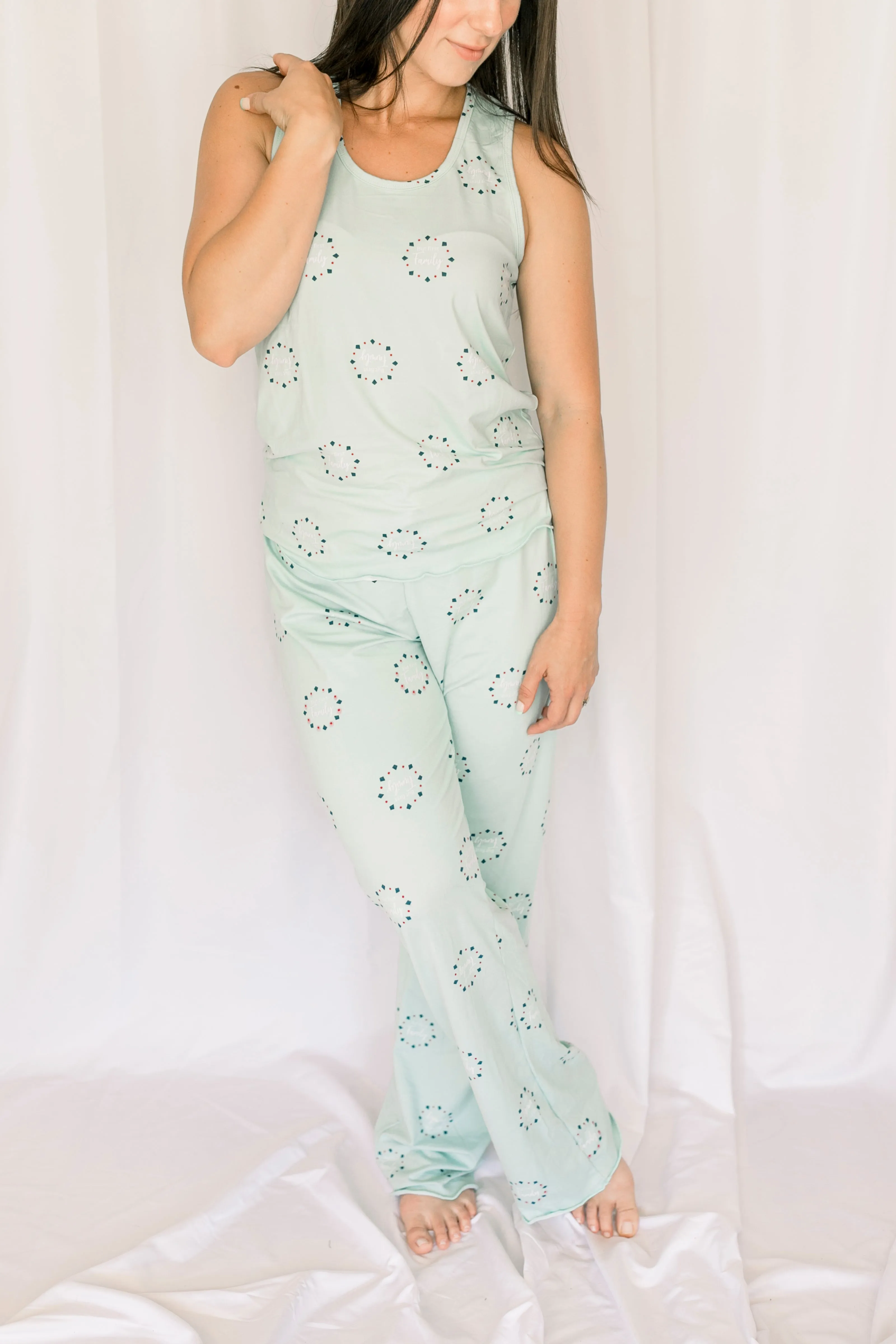 Cozy Teal Family Pajama Pants Set