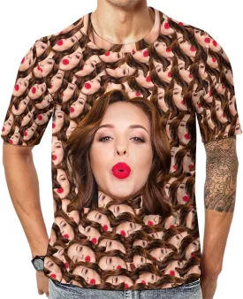 Custom Christmas Shirts for Men Women Family Matching Funny Faces Print Santa T-Shirts Personalized Tees