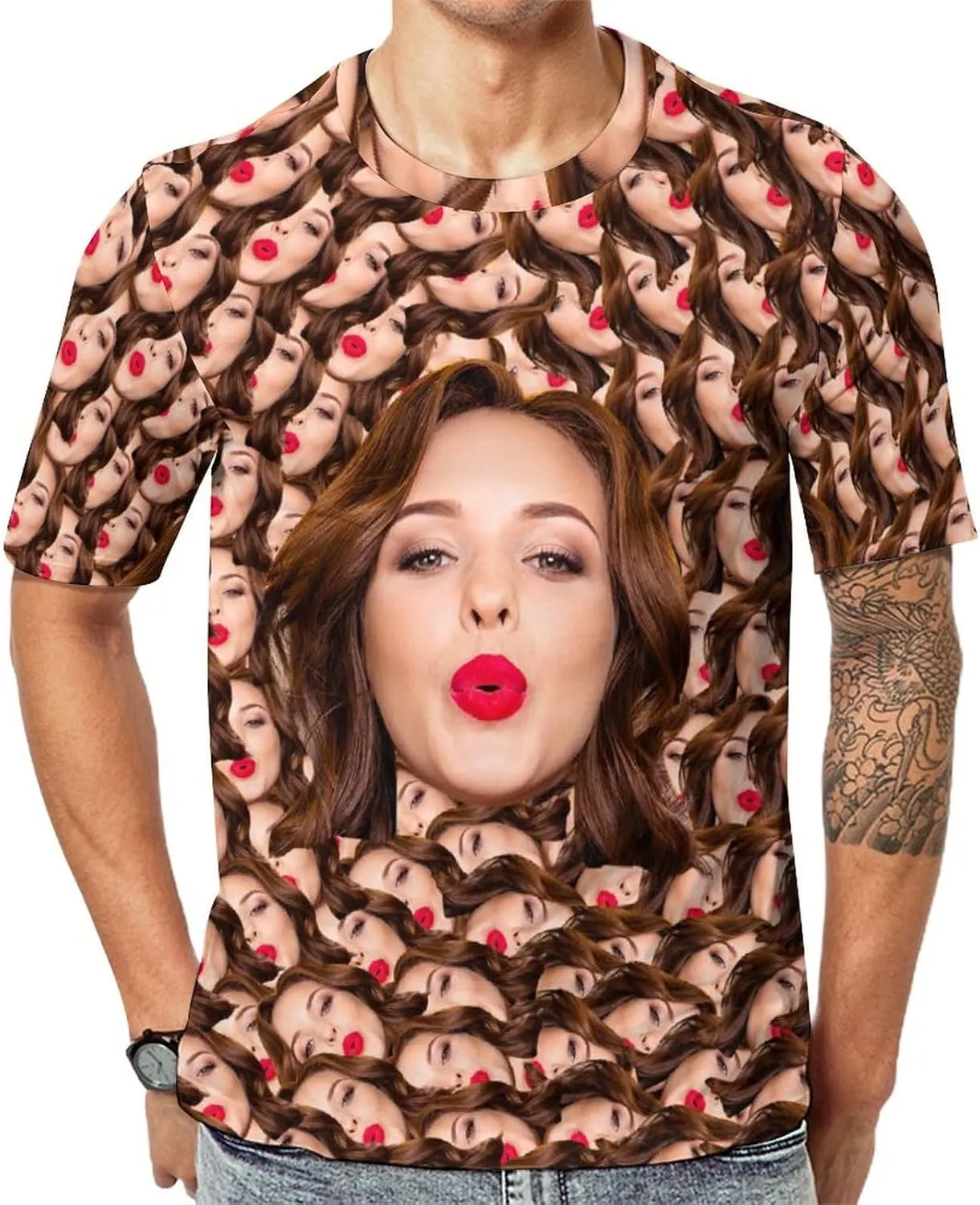 Custom Christmas Shirts for Men Women Family Matching Funny Faces Print Santa T-Shirts Personalized Tees