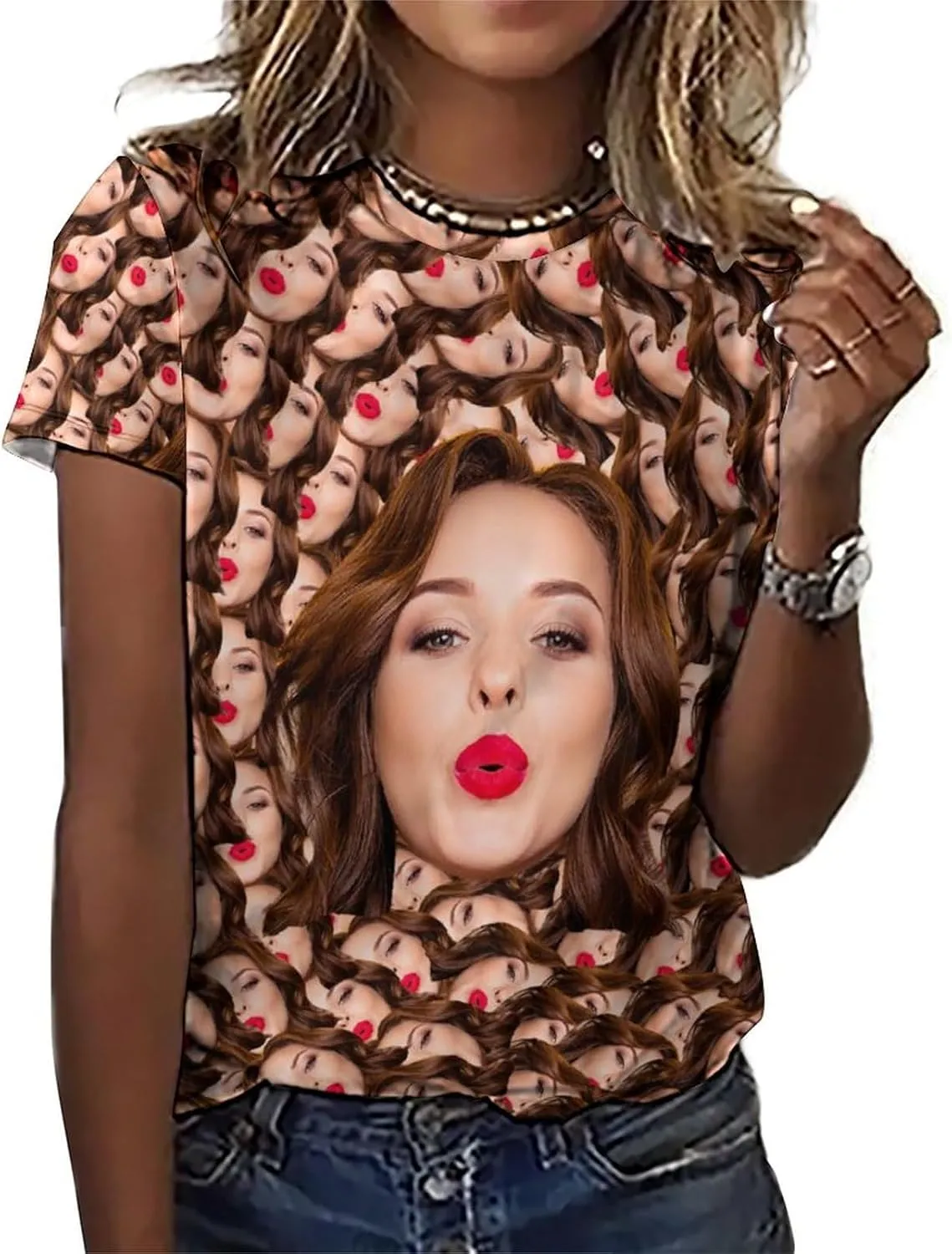 Custom Christmas Shirts for Men Women Family Matching Funny Faces Print Santa T-Shirts Personalized Tees