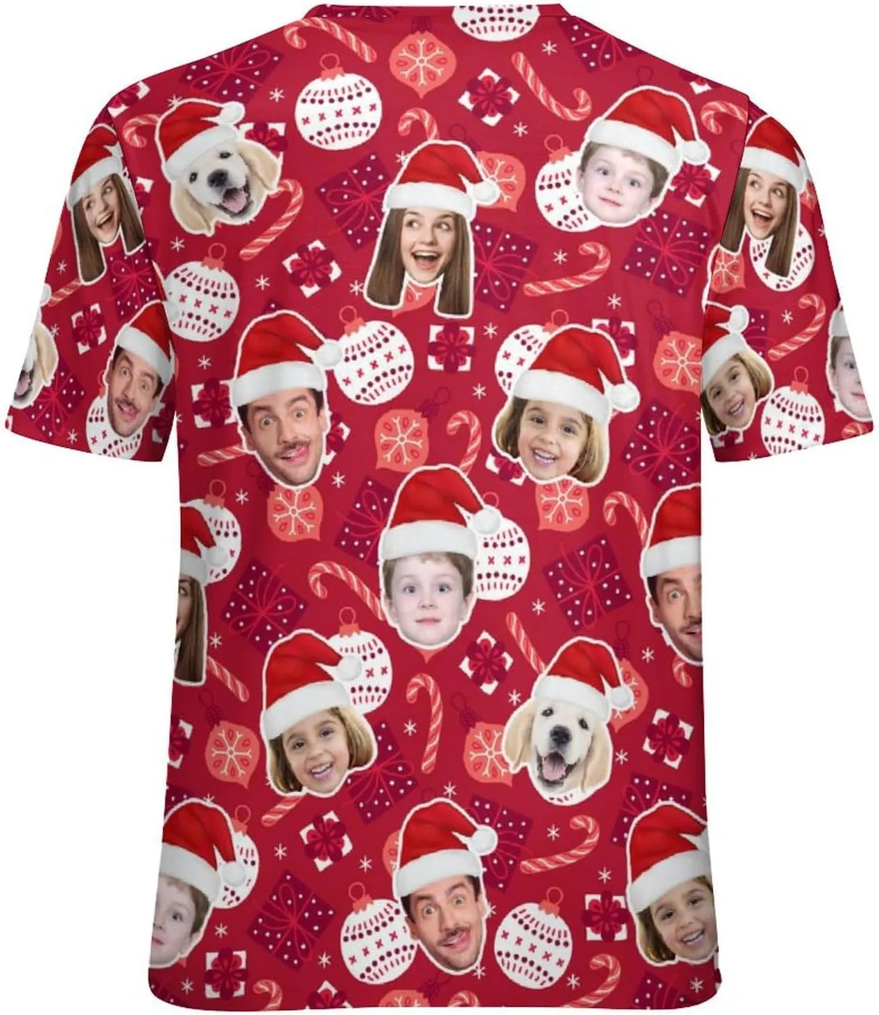 Custom Christmas Shirts for Men Women Family Matching Funny Faces Print Santa T-Shirts Personalized Tees