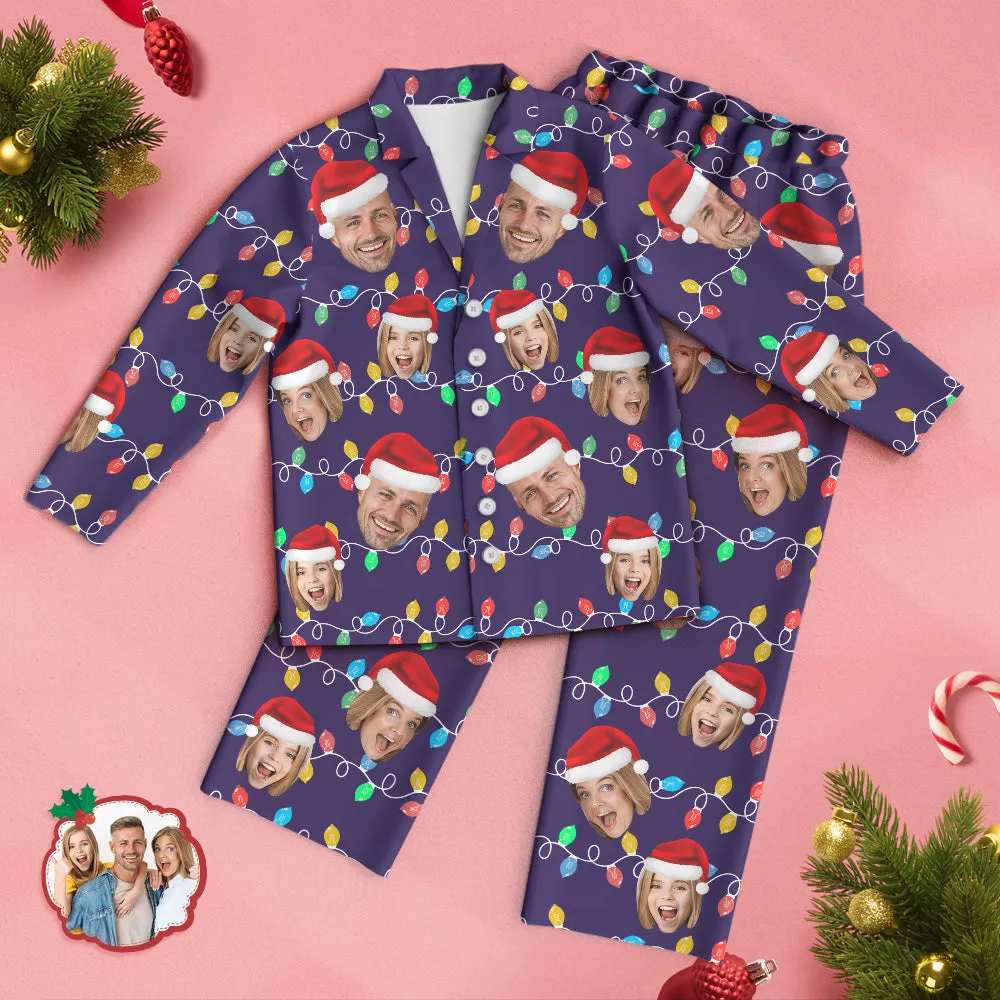 Custom Face Pajama Personalised Photo Christmas Family Xmas Leds Pajamas