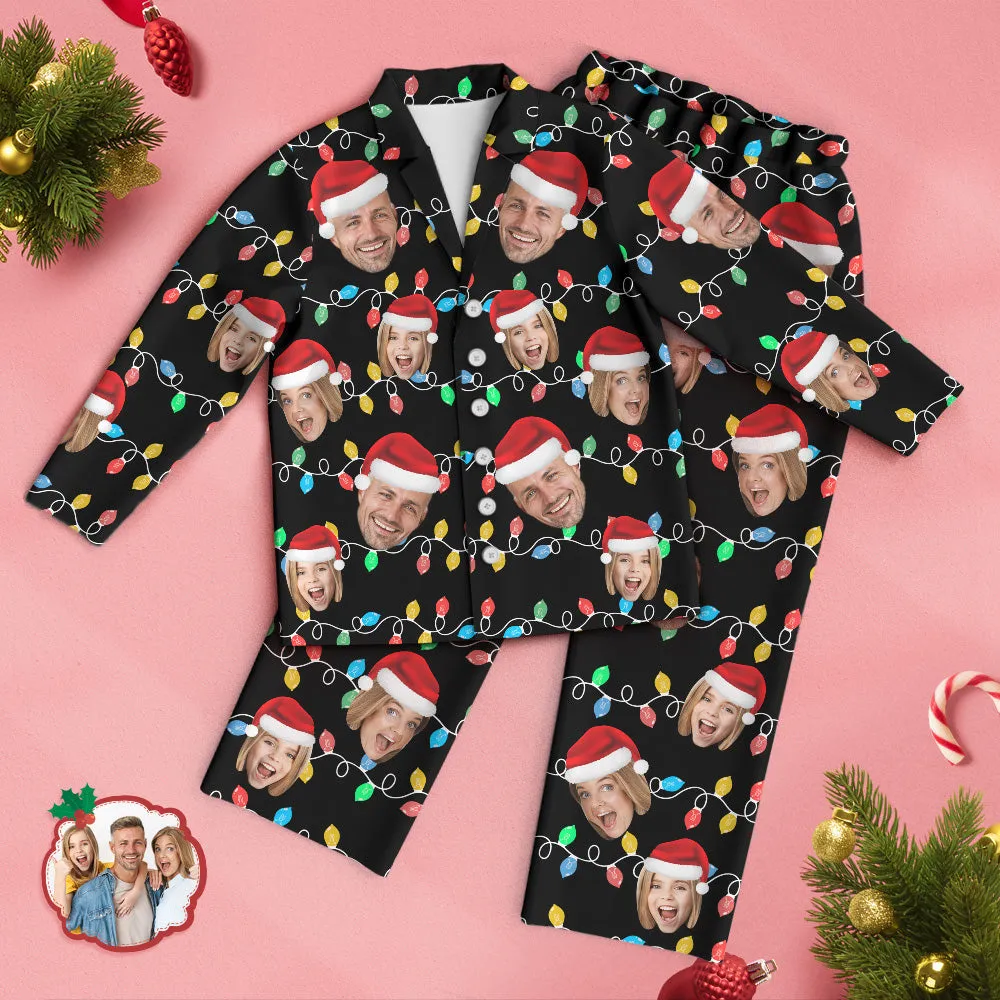 Custom Face Pajama Personalised Photo Christmas Family Xmas Leds Pajamas