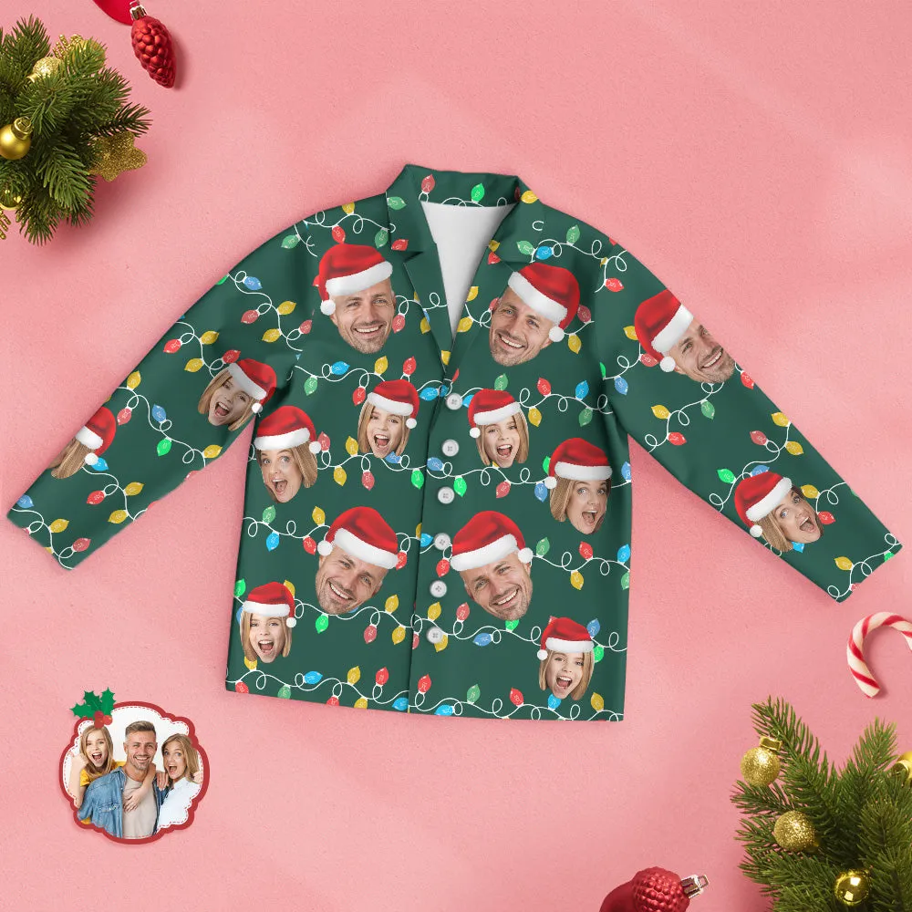 Custom Face Pajama Personalised Photo Christmas Family Xmas Leds Pajamas