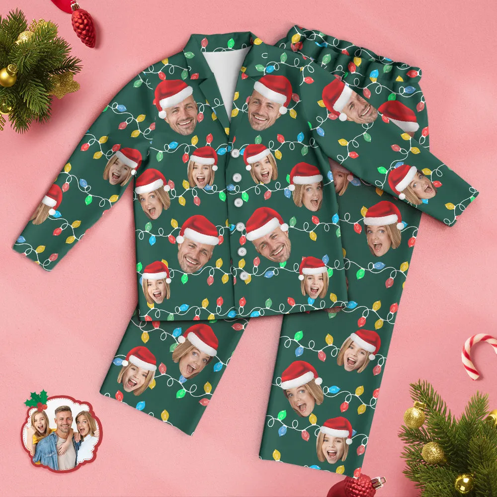 Custom Face Pajama Personalised Photo Christmas Family Xmas Leds Pajamas