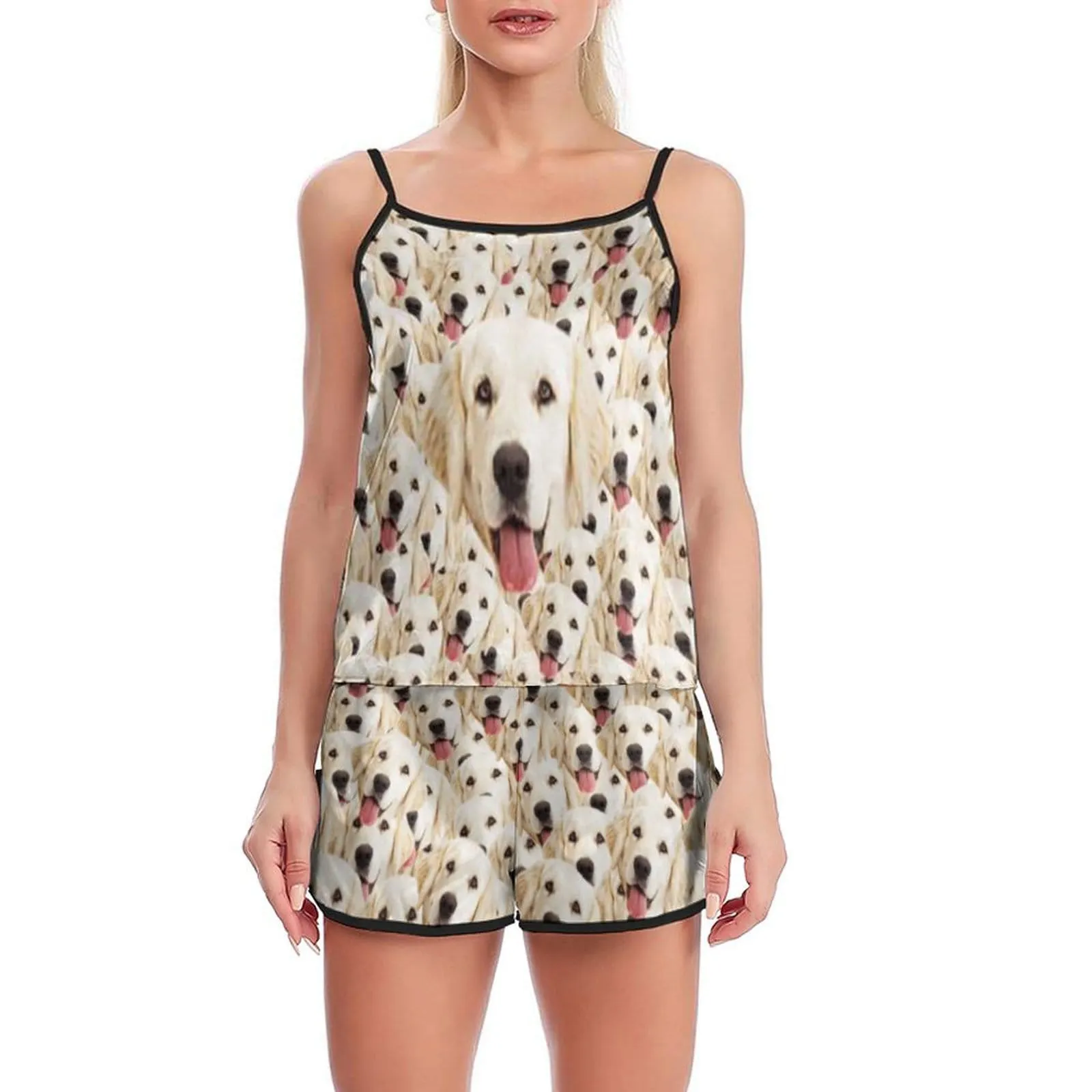 Custom Pajamas with Pets Face My Dog Sleepwear Personalized Photo Women's Short&Long Sleeve Pajama Set