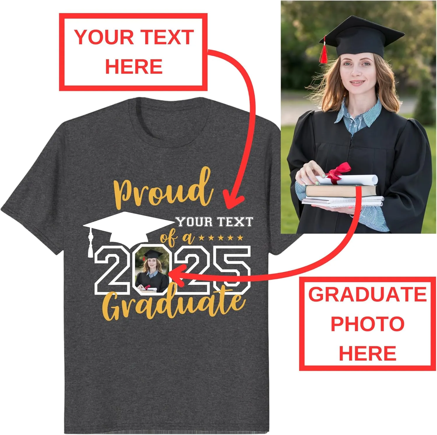 Custom Photo Graduation Shirts, Class of 2025 Family Graduation T-Shirt, Proud Family Graduation Tee, Graduate T Shirts