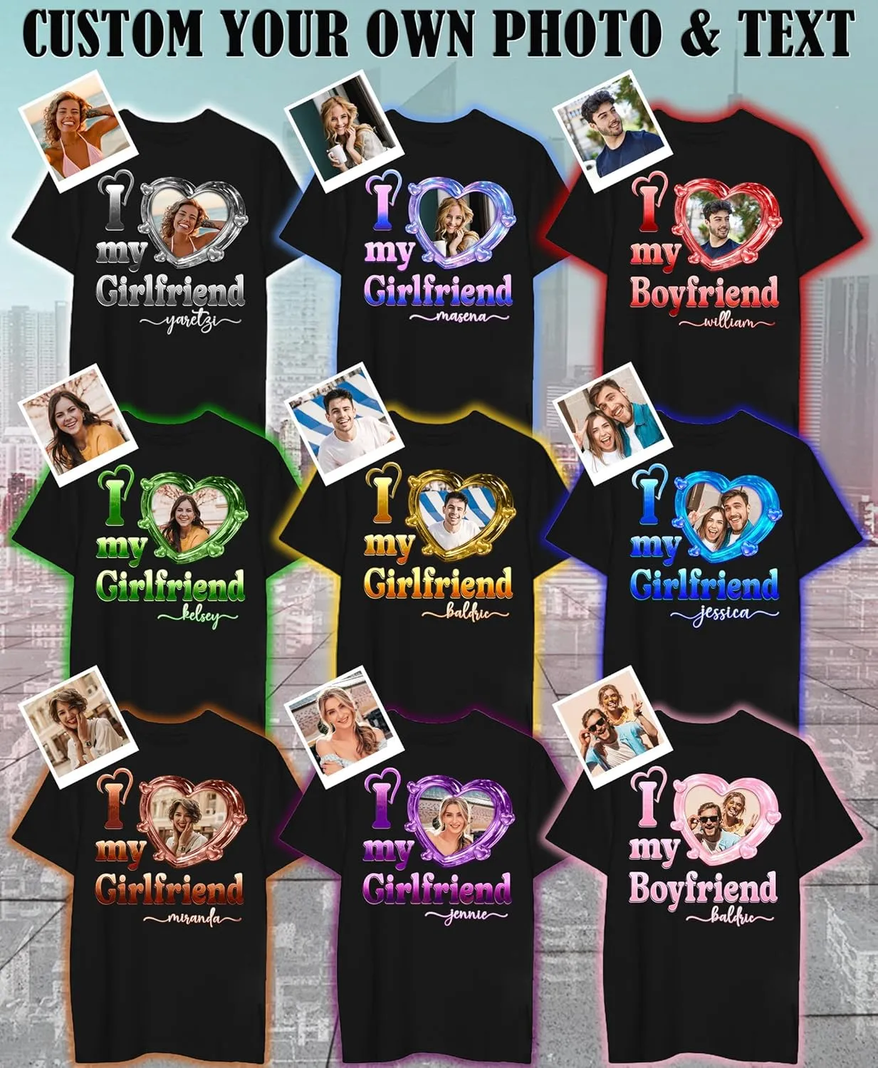 Custom Photo Shirt for Men & Women, Personalized Shirt with Picture Gift for Boyfriend Girlfriend, Dad Mom, Friends, Family