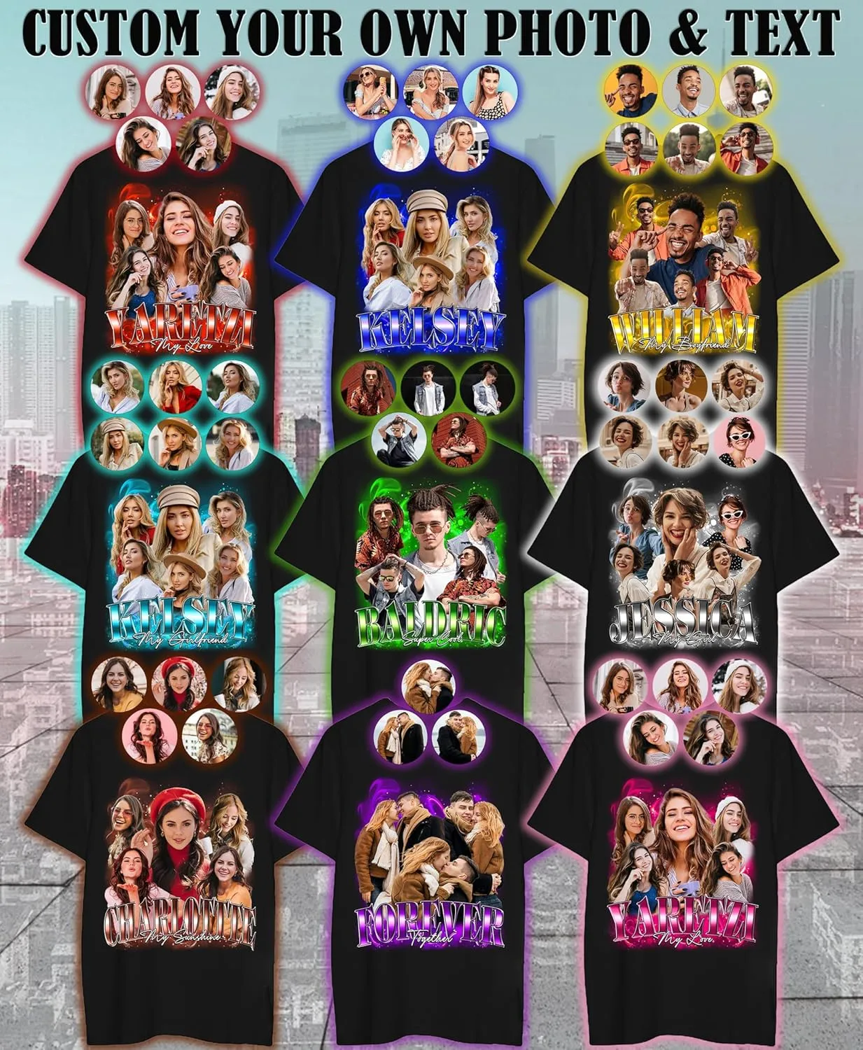 Custom Photo Shirt for Men & Women, Personalized Shirt with Picture Gift for Boyfriend Girlfriend, Dad Mom, Friends, Family