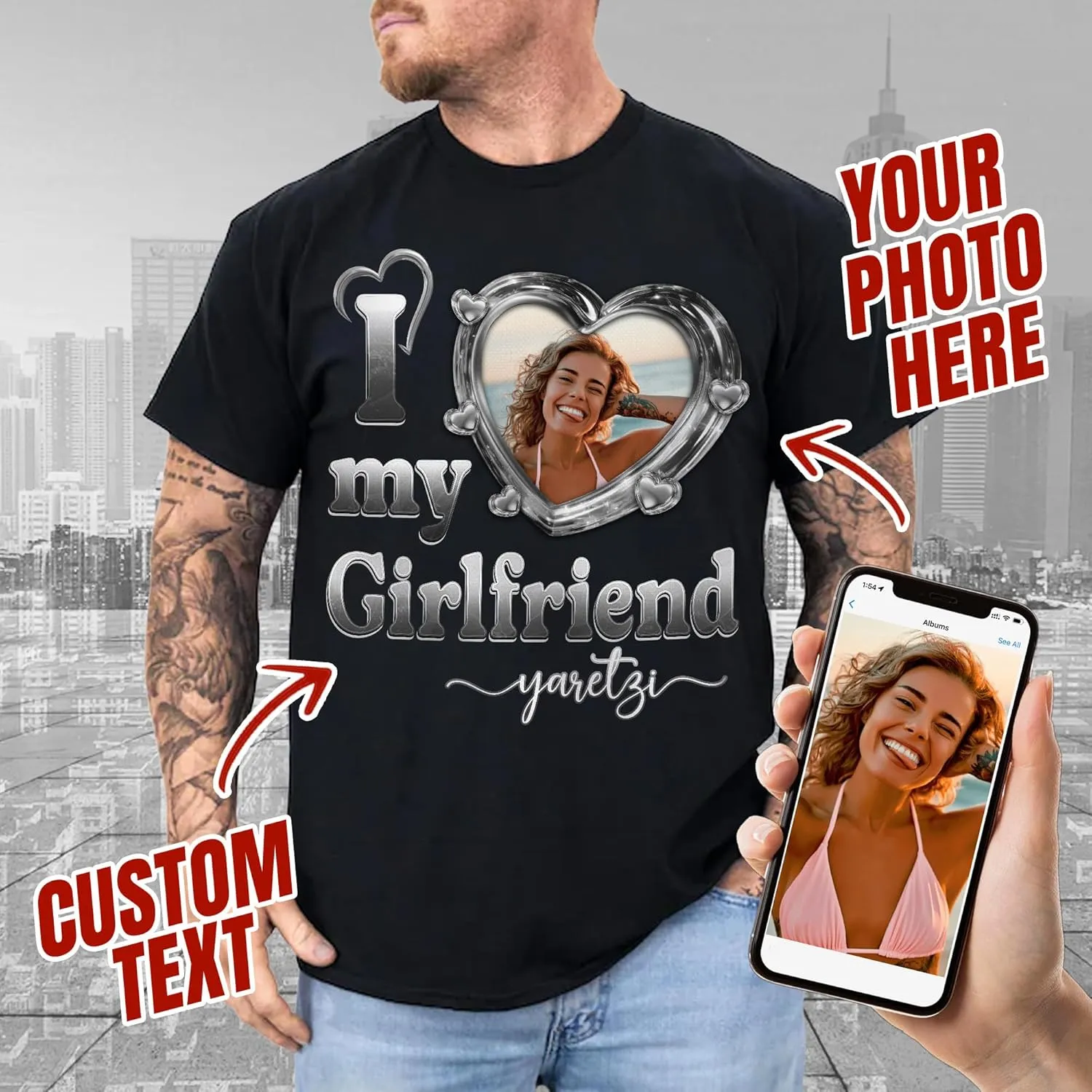 Custom Photo Shirt for Men & Women, Personalized Shirt with Picture Gift for Boyfriend Girlfriend, Dad Mom, Friends, Family