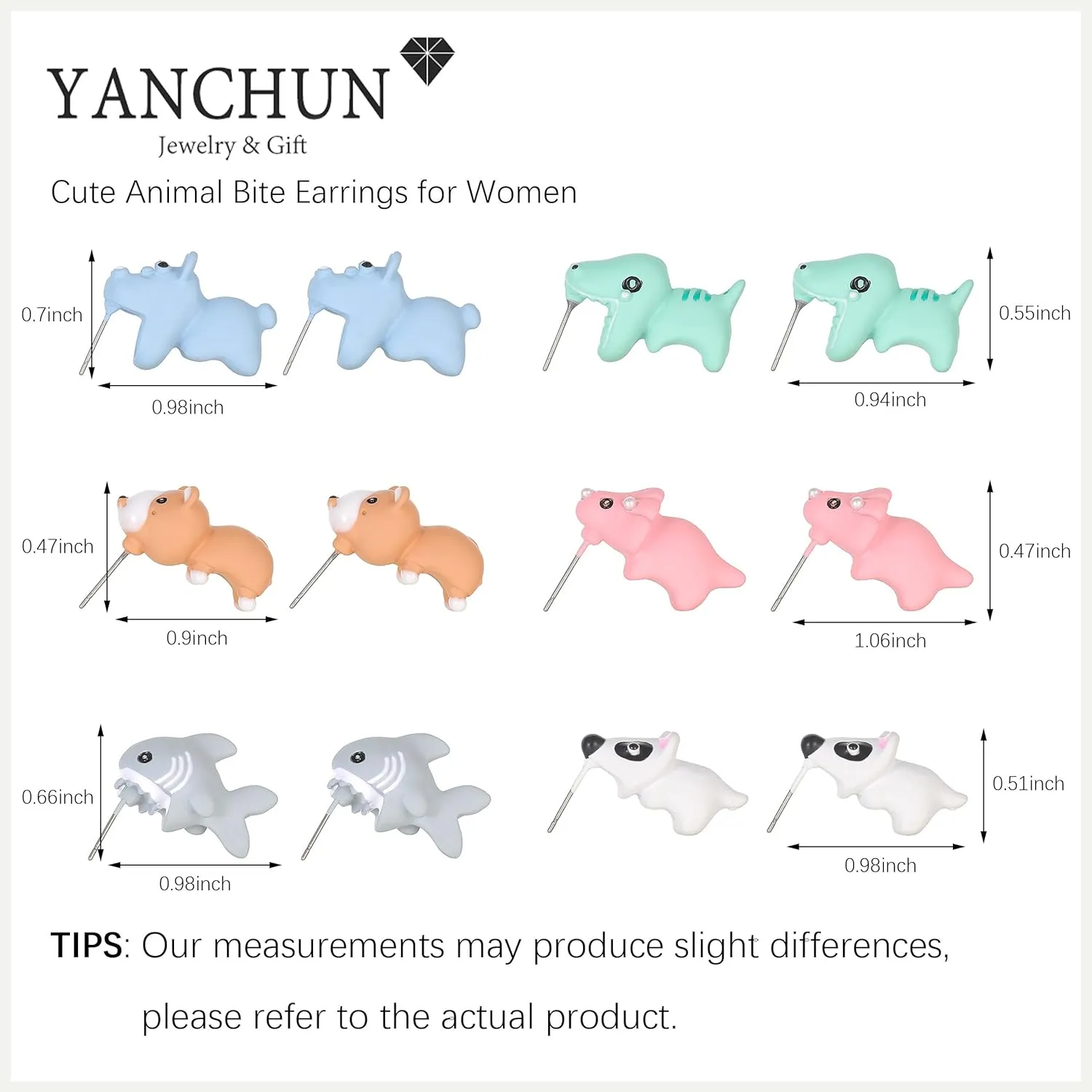 Cute Animal Bite Earrings for Women Trendy 3D Clay Earrings Animal Cartoon Biting Ears Stud Earrings Christmas Jewelry Gifts