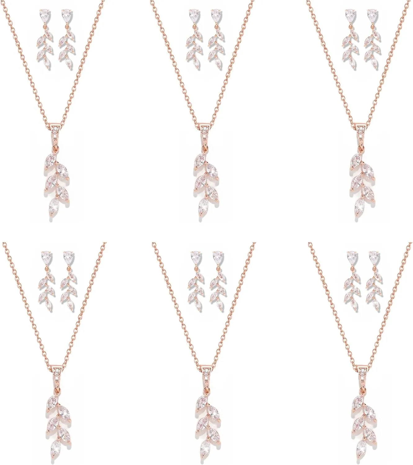 DHQH Bridesmaid Necklace Earrings Set Gifts I Couldn't Say I DO Without You Cubic Zirconia Leaf Pendant Necklace Bridesmaid Proposal Gift Set of 4 6
