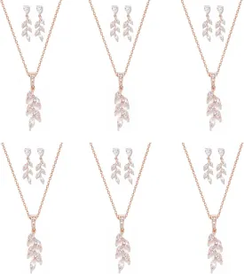 DHQH Bridesmaid Necklace Earrings Set Gifts I Couldn't Say I DO Without You Cubic Zirconia Leaf Pendant Necklace Bridesmaid Proposal Gift Set of 4 6