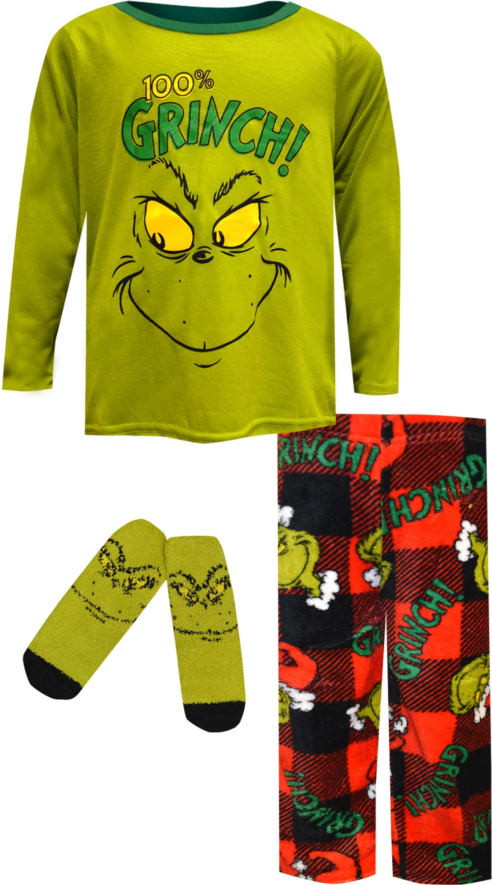 Dr. Seuss 100% Grinch Boys Pajama with Socks