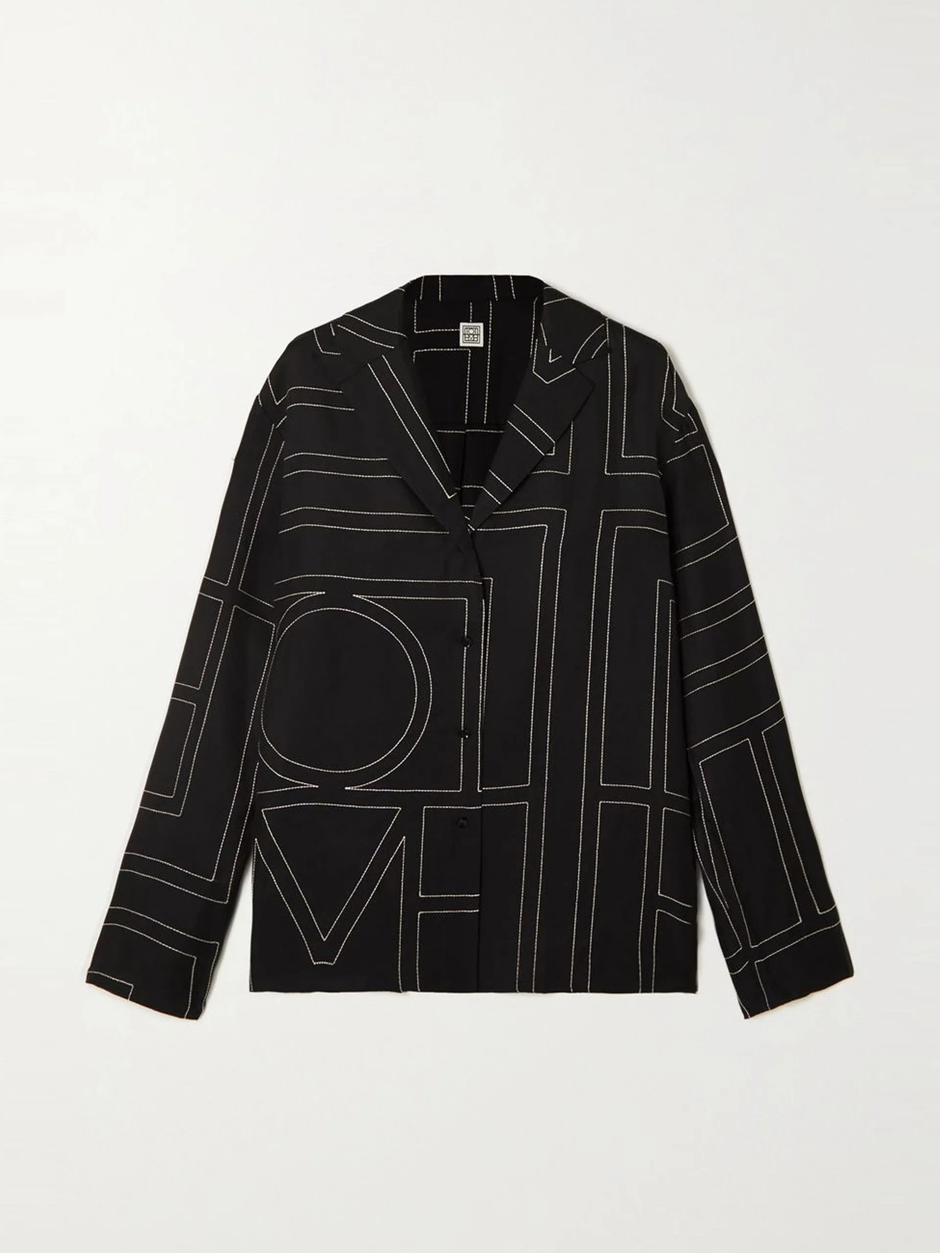 Embroidered silk-twill shirt