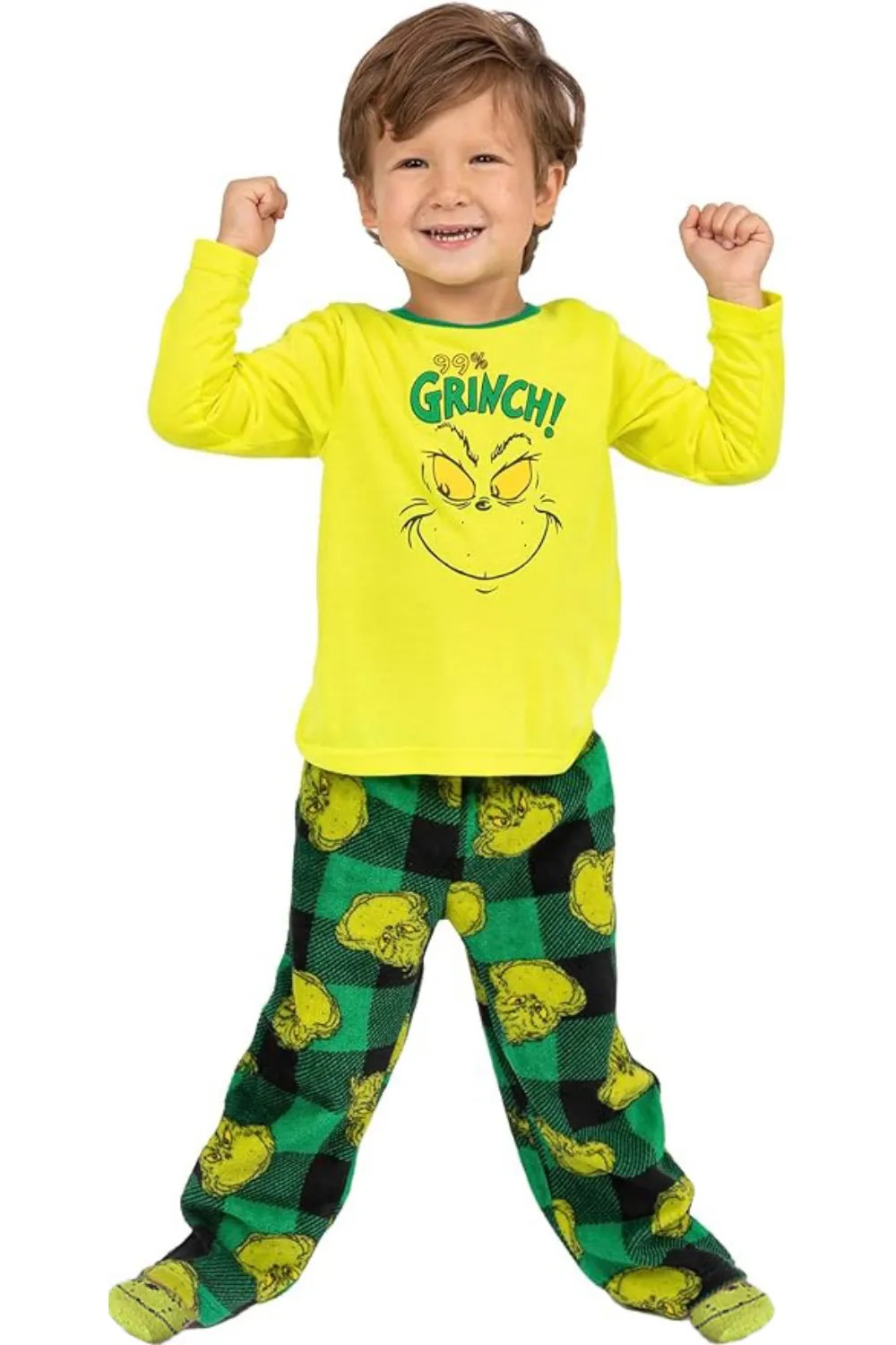 Family Matching Grinch Pajamas and  Socks Set (Green)