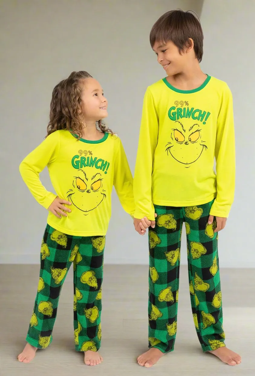 Family Matching Grinch Pajamas and  Socks Set (Green)