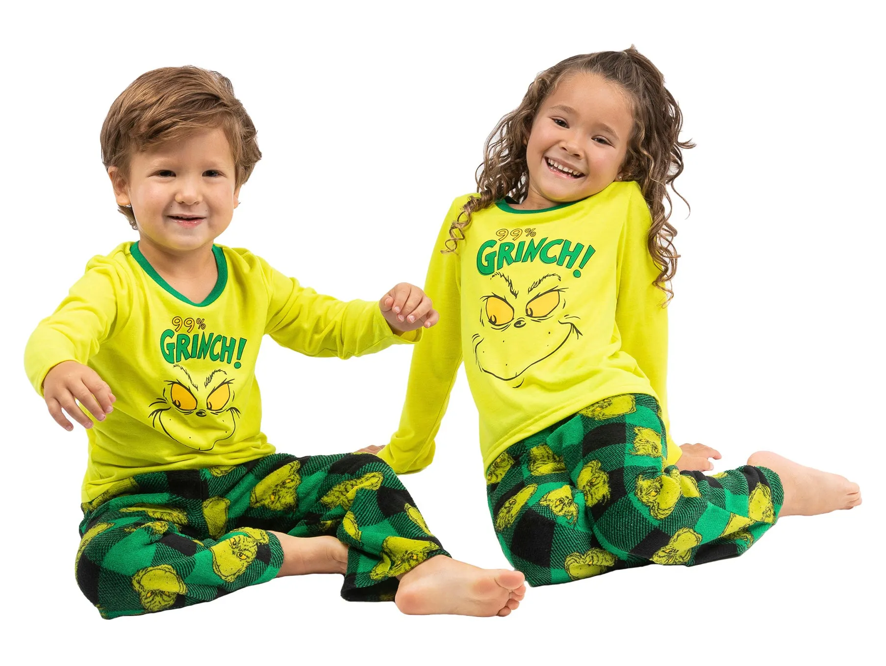 Family Matching Grinch Pajamas and  Socks Set (Green)