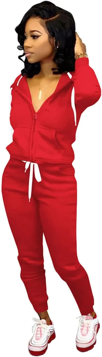 Fooullaide Sweatsuits for Women Set 2 Piece Outfit Long Sleeve Hoodies Jogging Suits Sweatpants Lounge Tracksuit with Pocket