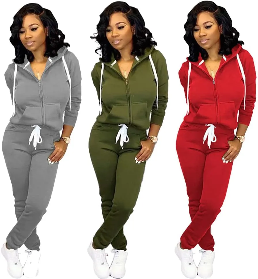 Fooullaide Sweatsuits for Women Set 2 Piece Outfit Long Sleeve Hoodies Jogging Suits Sweatpants Lounge Tracksuit with Pocket