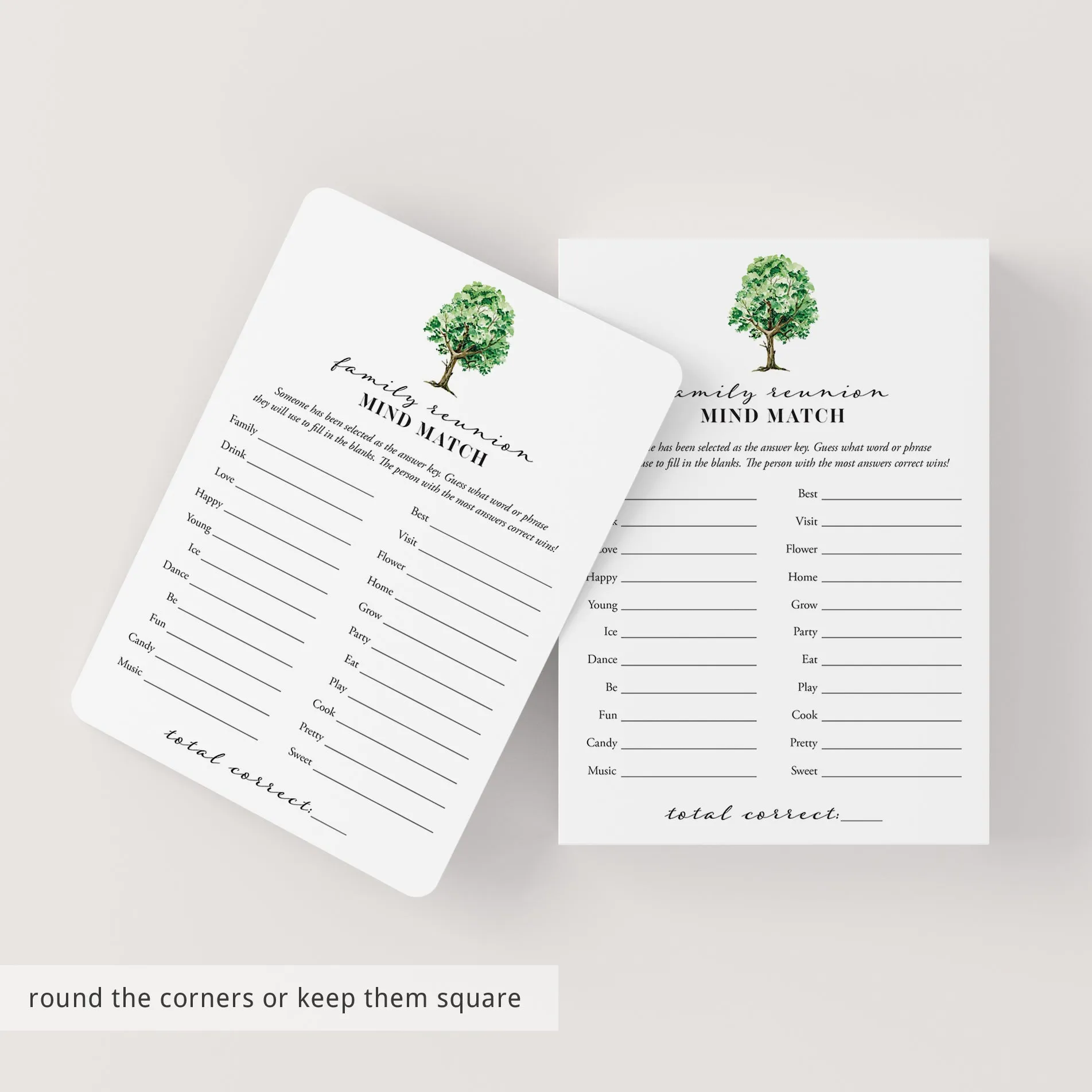 Fun Game for Large Families Printable Mind Match